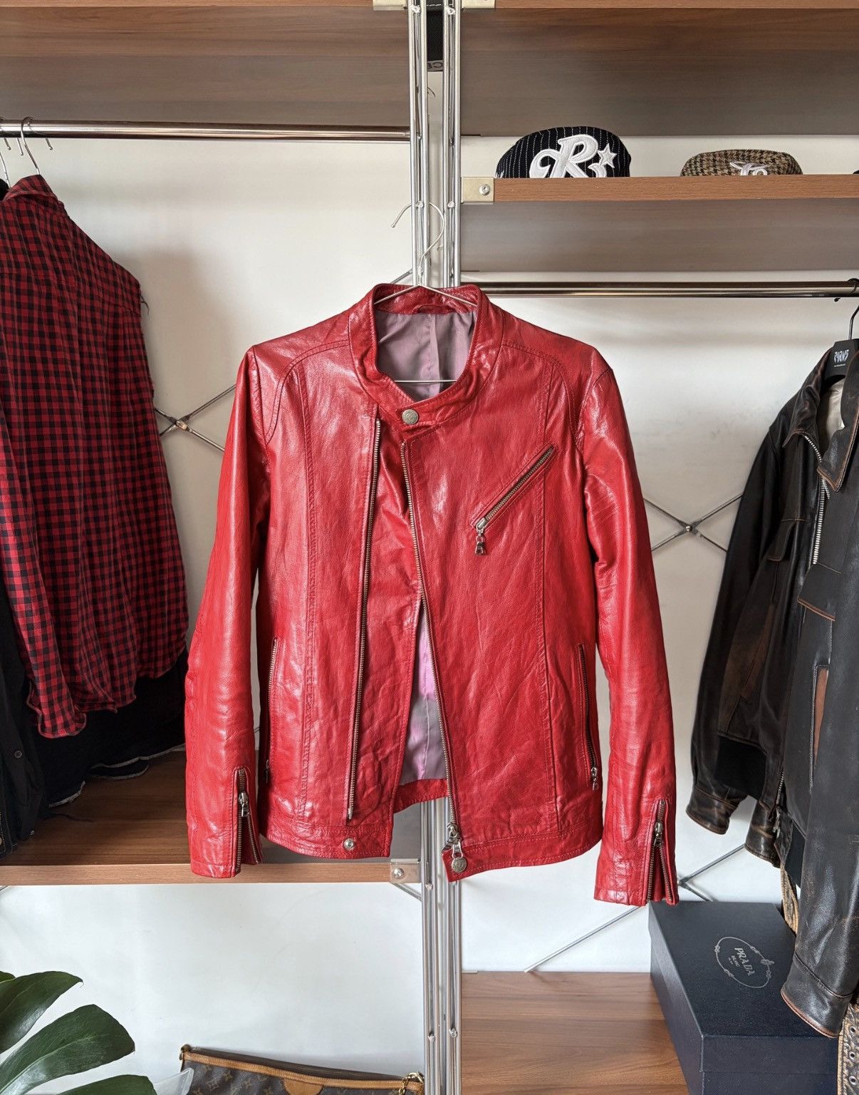 希少　Tornado Mart red leather jacket イタリア Designer × Tornado Mart Red tornado mart style Jacket | Grailed