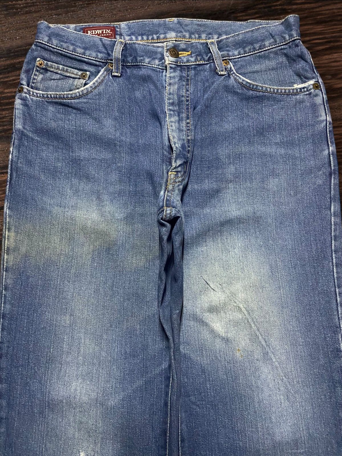 Japanese Brand Vintage Japanese Brand Edwin 703 Blue Wash Distressed Jeans Size US 30 / EU 46 - 3 Thumbnail