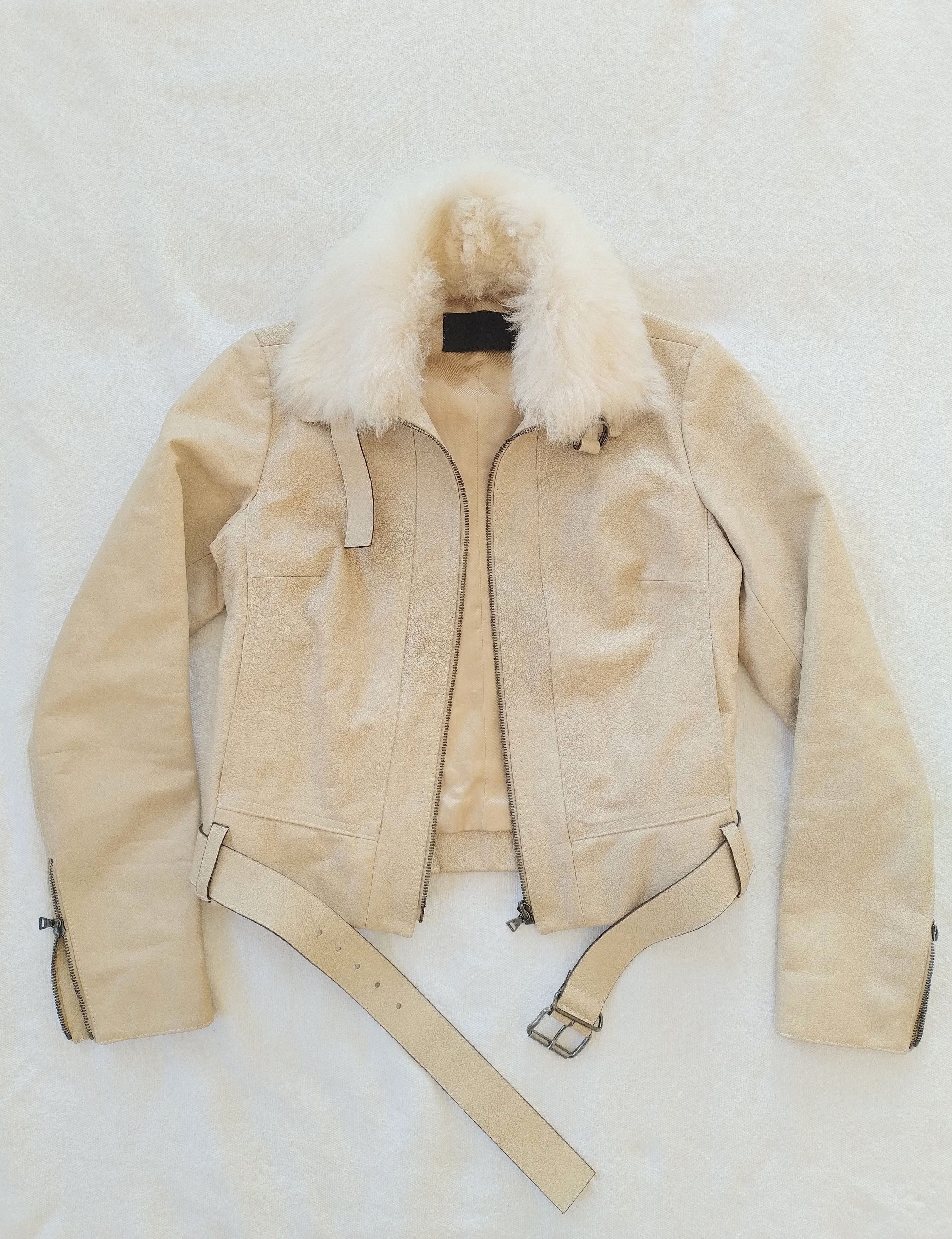 Prada Prada Biker Leather Jacket Shearling collar Belt S archive Size S / US 4 / IT 40 - 3 Thumbnail
