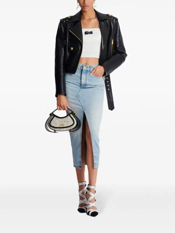 Balmain o1s1wg111225 Ribbed Halterneck Top in White Size M / US 6-8 / IT 42-44 - 3 Thumbnail