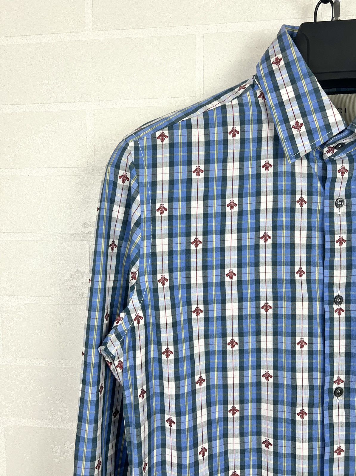 Gucci GUCCI Shirt Button Up Monogram Embroidered Bee Checkered Size US S / EU 44-46 / 1 - 6 Thumbnail