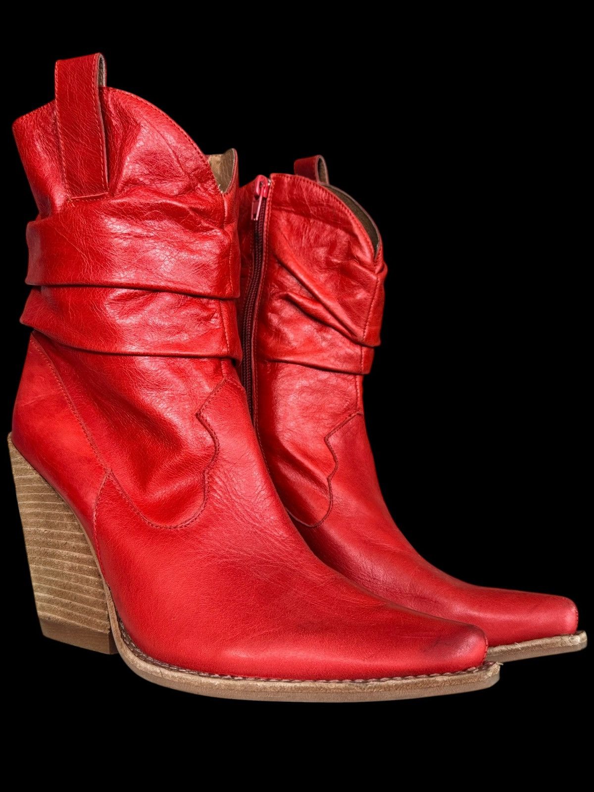 Jeffrey Campbell Jeffrey Campbell Ankle Boots Cowboy Red Leather Size US 7 / IT 37 - 1 Thumbnail