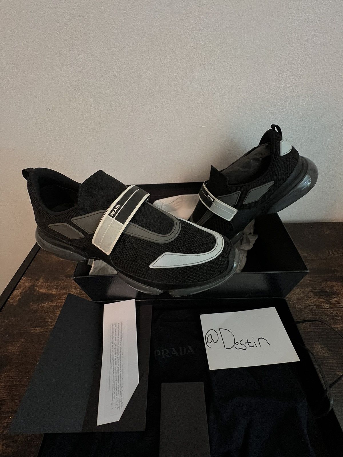 Designer Prada Cloudbust Strap Black Blue Sneaker MSRP $800 Size US 9.5 / EU 42-43 - 2 Thumbnail