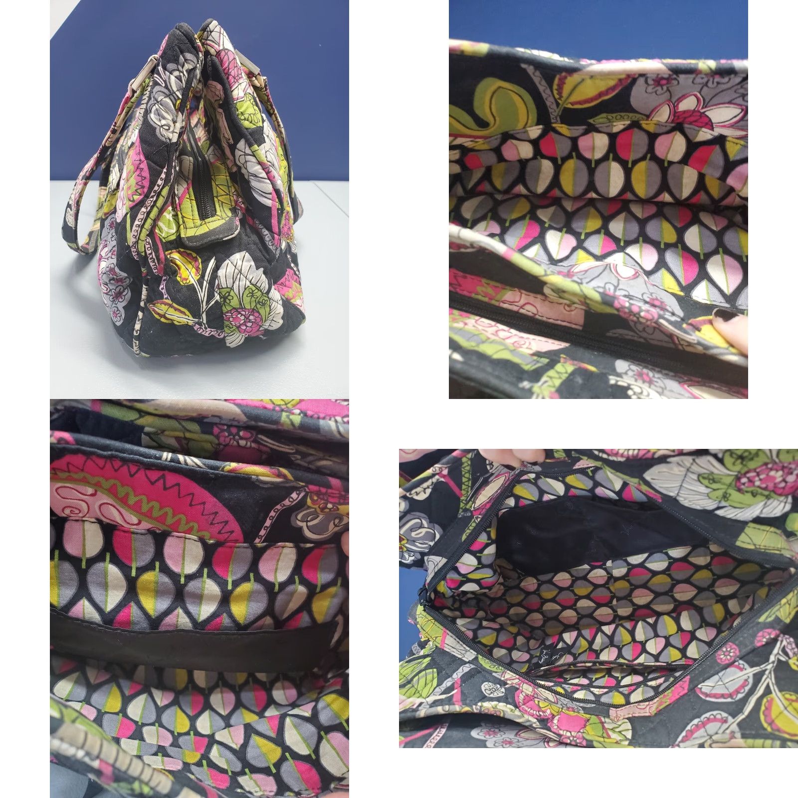 Vera Bradley Vera Bradley Tote Handbag Womens Black Multi Moon Blooms Floral Quilted Tote Medium Casual Formal Shoulder Strap Mens? Size ONE SIZE - 9 Thumbnail