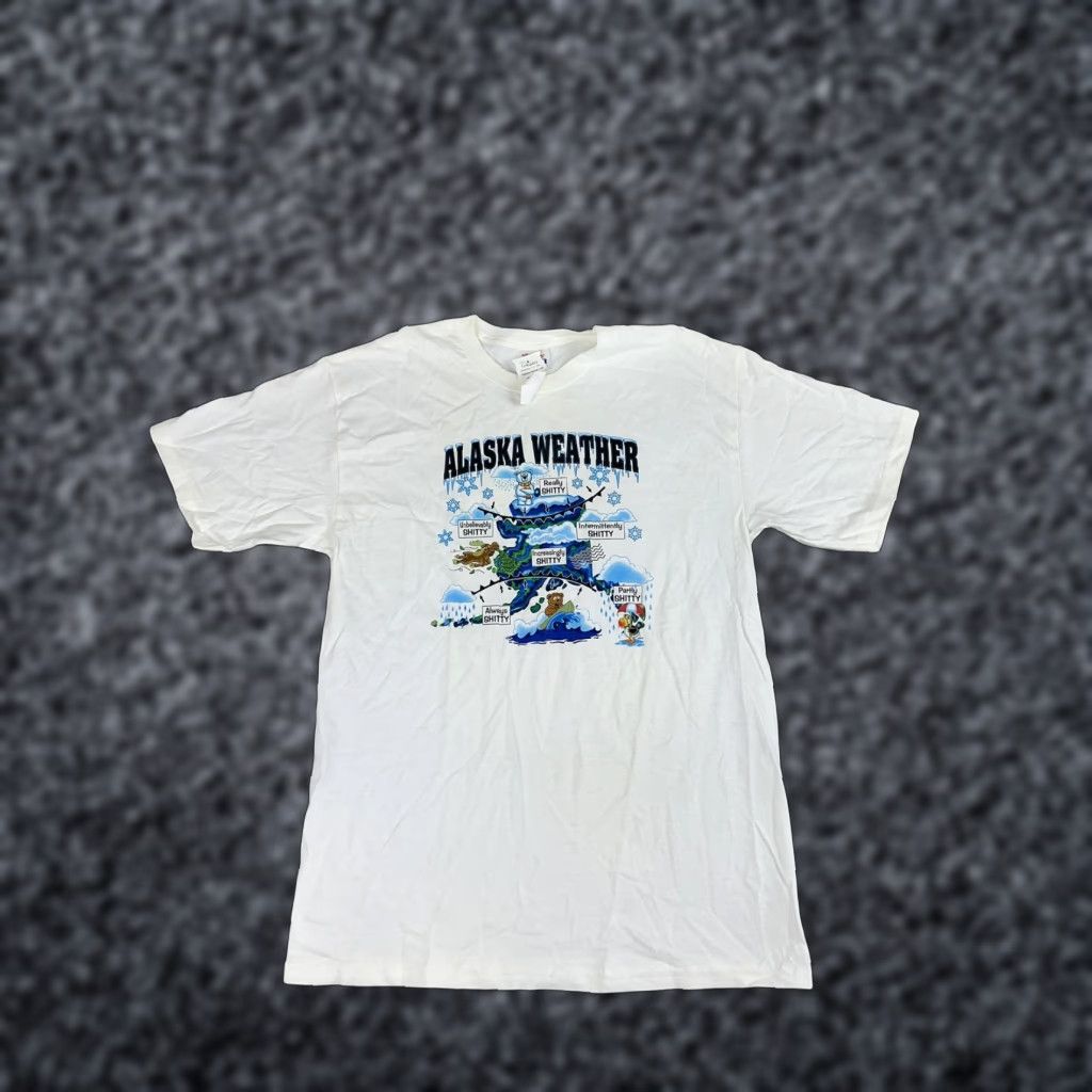 Hanes Hanes Comfort-T Alaska Weather Shirt Mens M White Graphic Tee Size US M / EU 48-50 / 2 - 1 Thumbnail