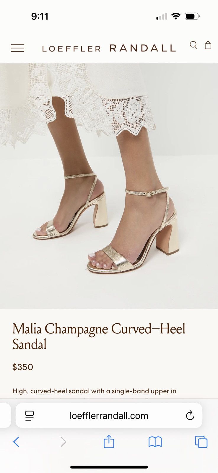 Loeffler Randall Loeffler Randall Malia Champagne Curved Heel Gold Sandel Size US 8 / IT 38 - 2 Thumbnail