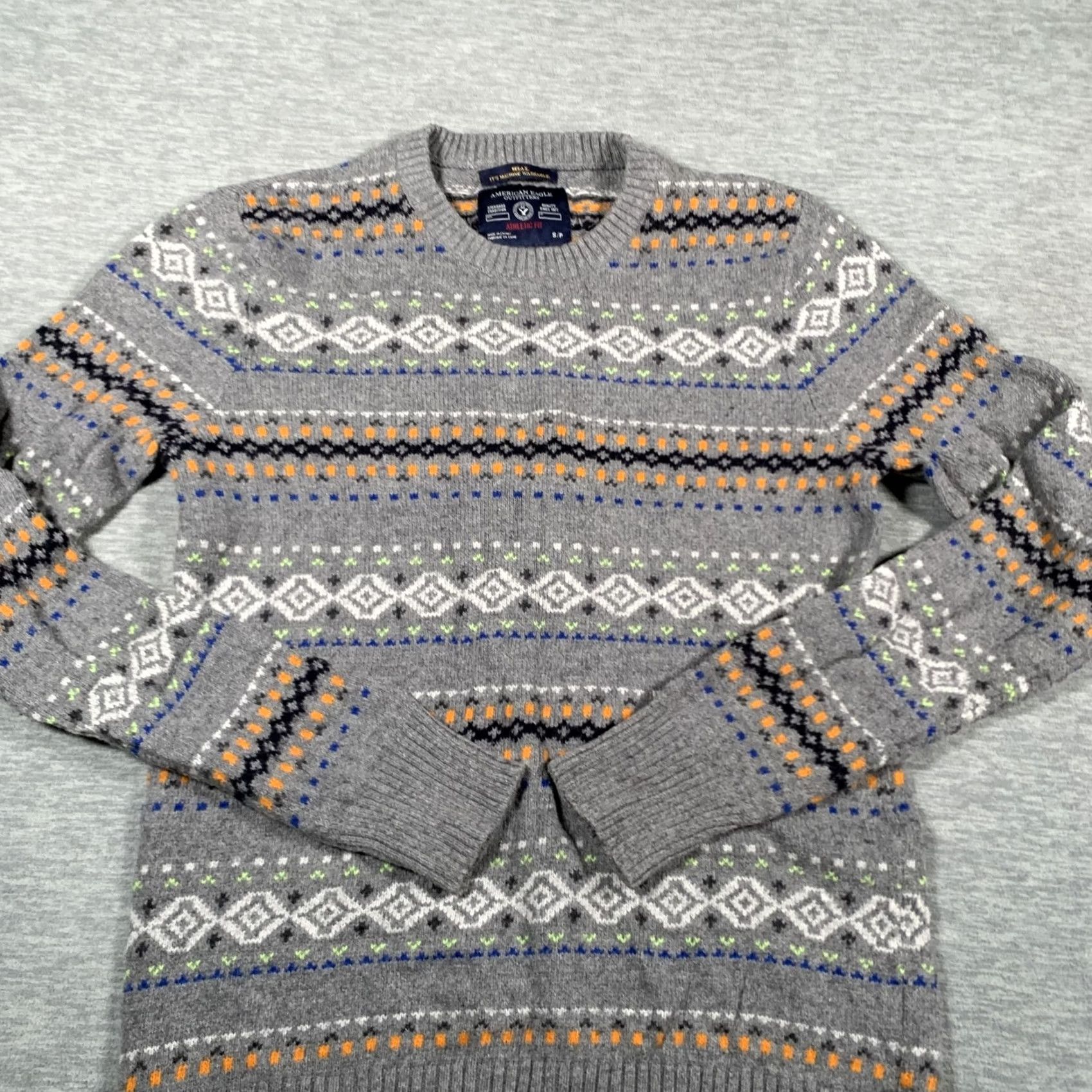 American Eagle Outfitters VINTAGE American Eagle Outfitters Sweater Shirt Womens Small Gray Fair Isle Crewneck Knit Pullover Winter Size S / US 4 / IT 40 - 3 Thumbnail