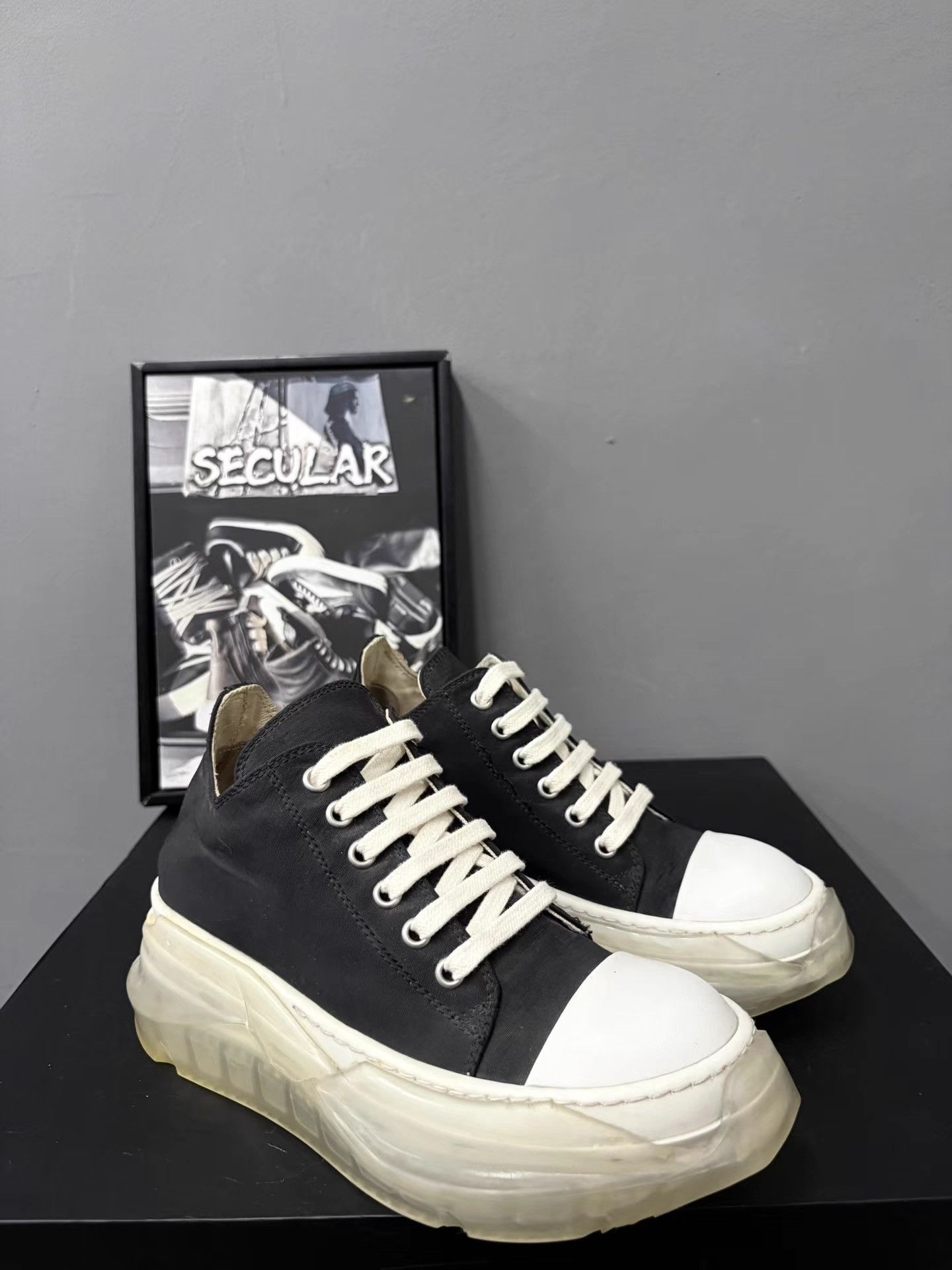 Rick Owens Rick Owens Satin Black White Crystal Sole Ramones K34 Size US 6 / IT 36 - 3 Thumbnail