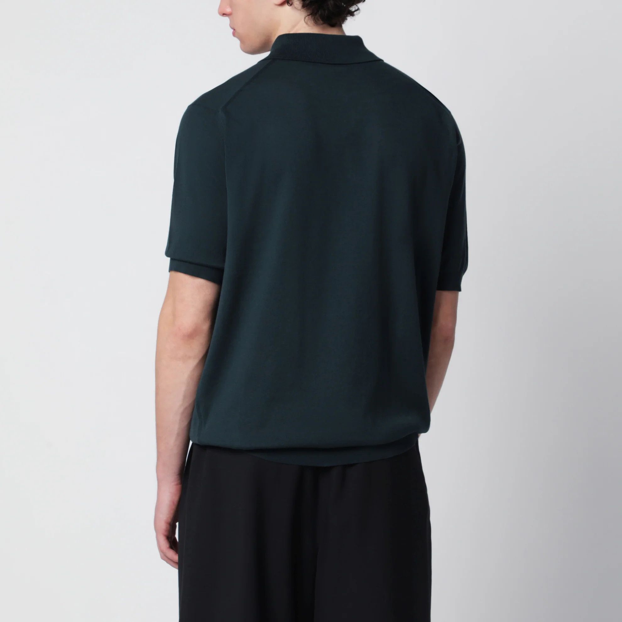 John Smedley o1d2blof0526 Cotton Polo Shirt in Forest Green Size US L / EU 52-54 / 3 - 2 Thumbnail