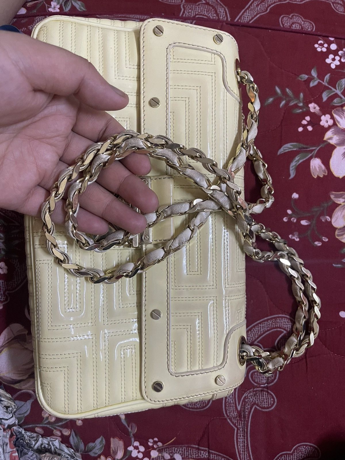 Versace Gianni Versace Yellow Quilted Patent Leather Flap Size ONE SIZE - 5 Thumbnail