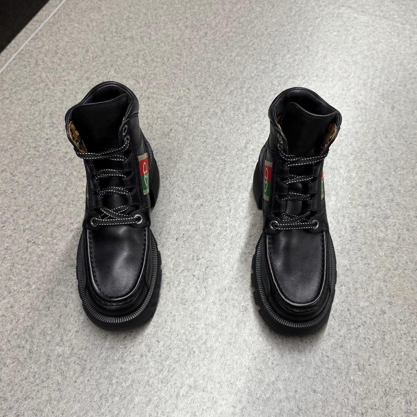 Gucci Gucci Interlocking G Black Leather Combat Boots K15 Size US 6 / IT 36 - 5 Thumbnail