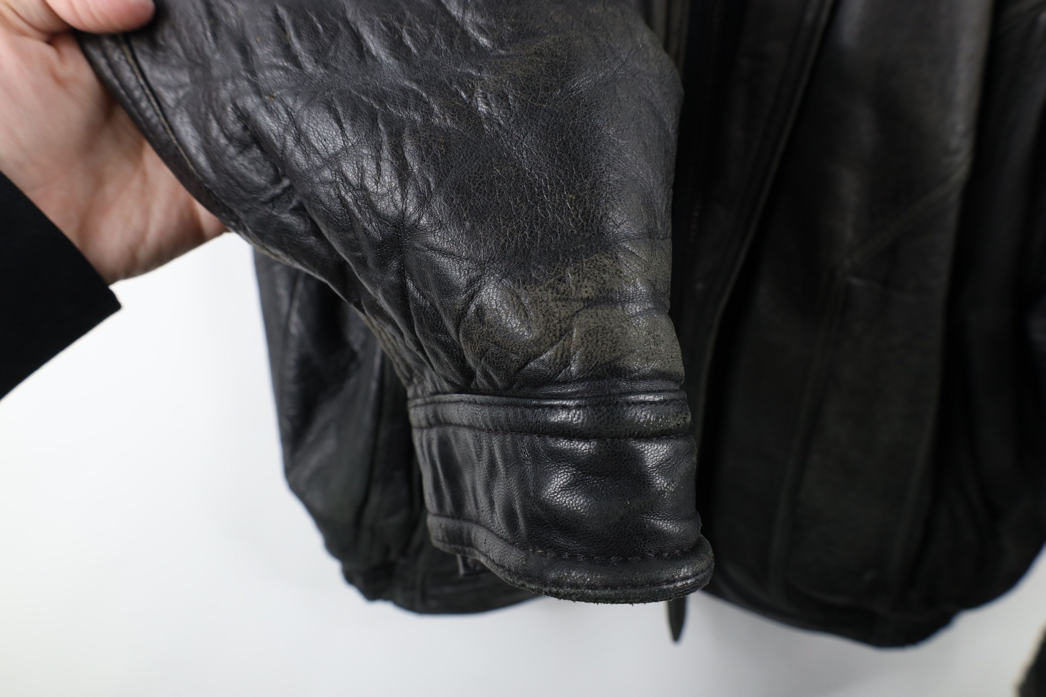 Vintage Vintage 90s Streetwear Full Zip Leather Bomber Jacket Black Size US L / EU 52-54 / 3 - 4 Thumbnail