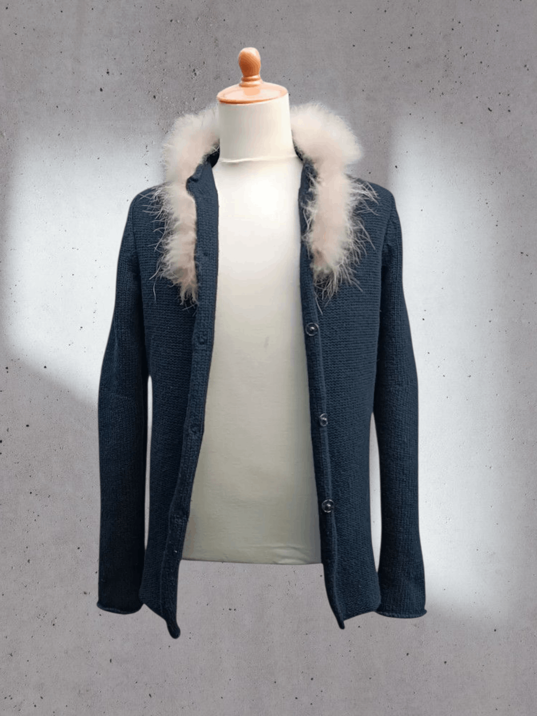 Japanese Brand Black Cardigan Knit Wool Fur Collar If Six Was Nine Style Size US M / EU 48-50 / 2 - 1 Thumbnail
