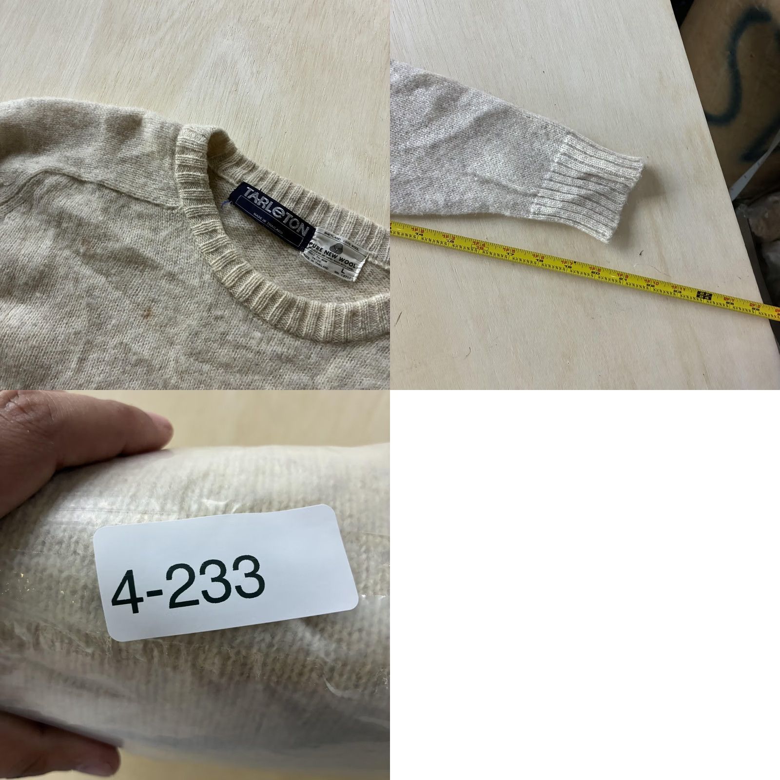 Vintage Vintage Tarleton Shetland Wool Sweater Mens Large Beige Tight Knit Size US L / EU 52-54 / 3 - 8 Thumbnail