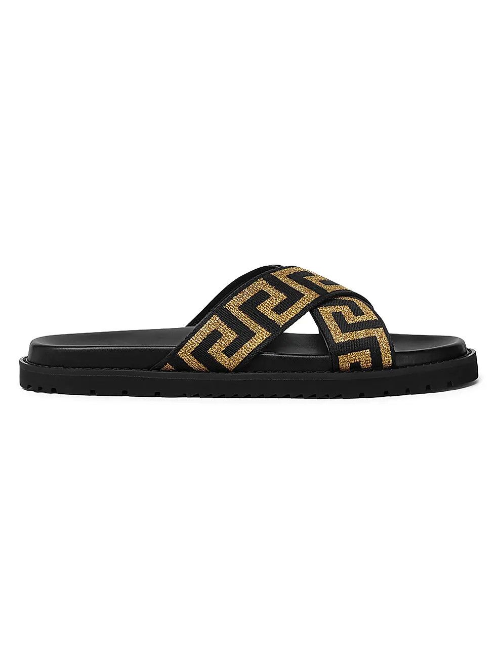 Versace os11x0326 La Greca Jacquard Slide Sandals in Black/Gold Size US 9 / EU 42 - 1 Thumbnail