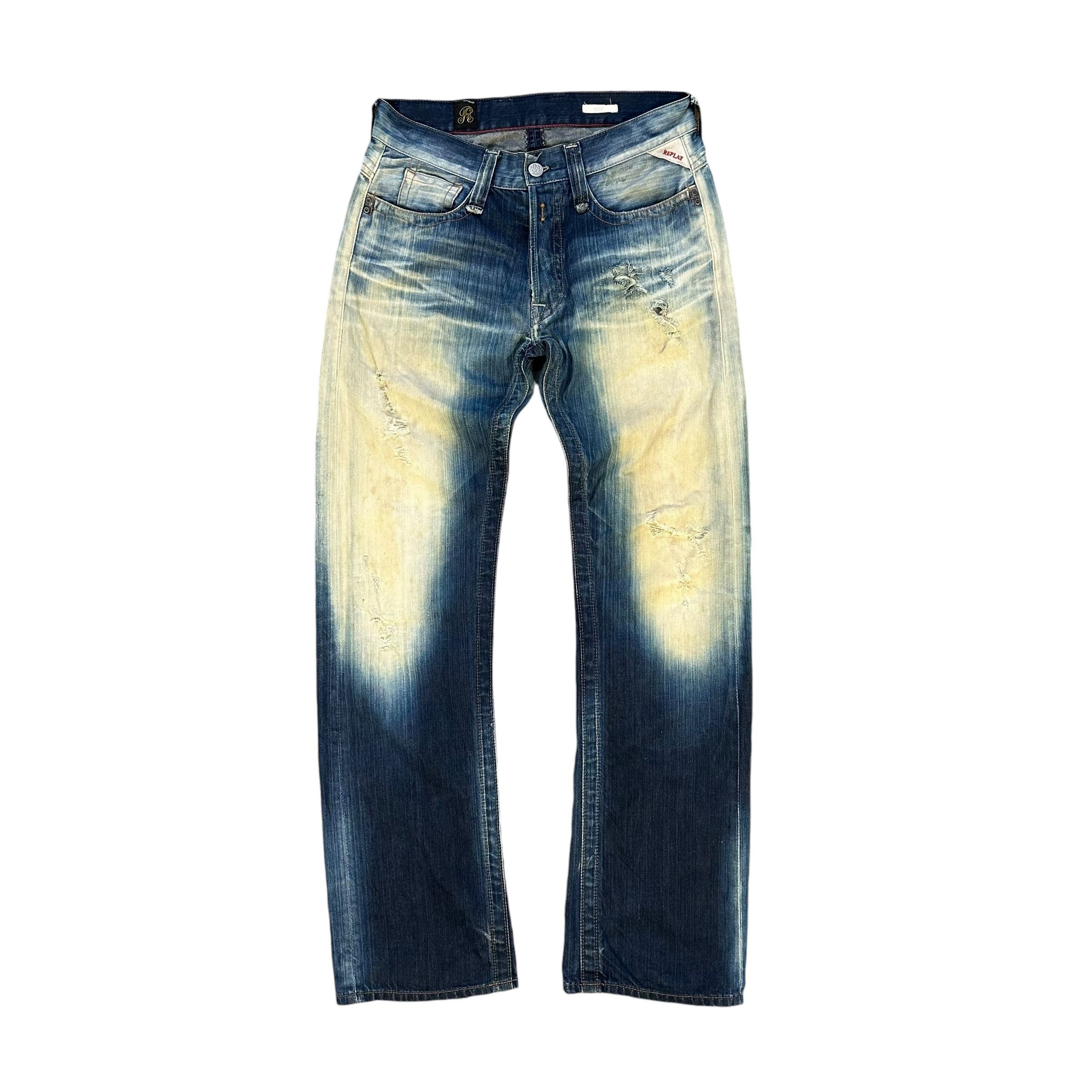 Replay REPLAY R81 Asolo Italy Trashed Washed Denim Pant #A58-1330 Size US 30 / EU 46 - 1 Thumbnail