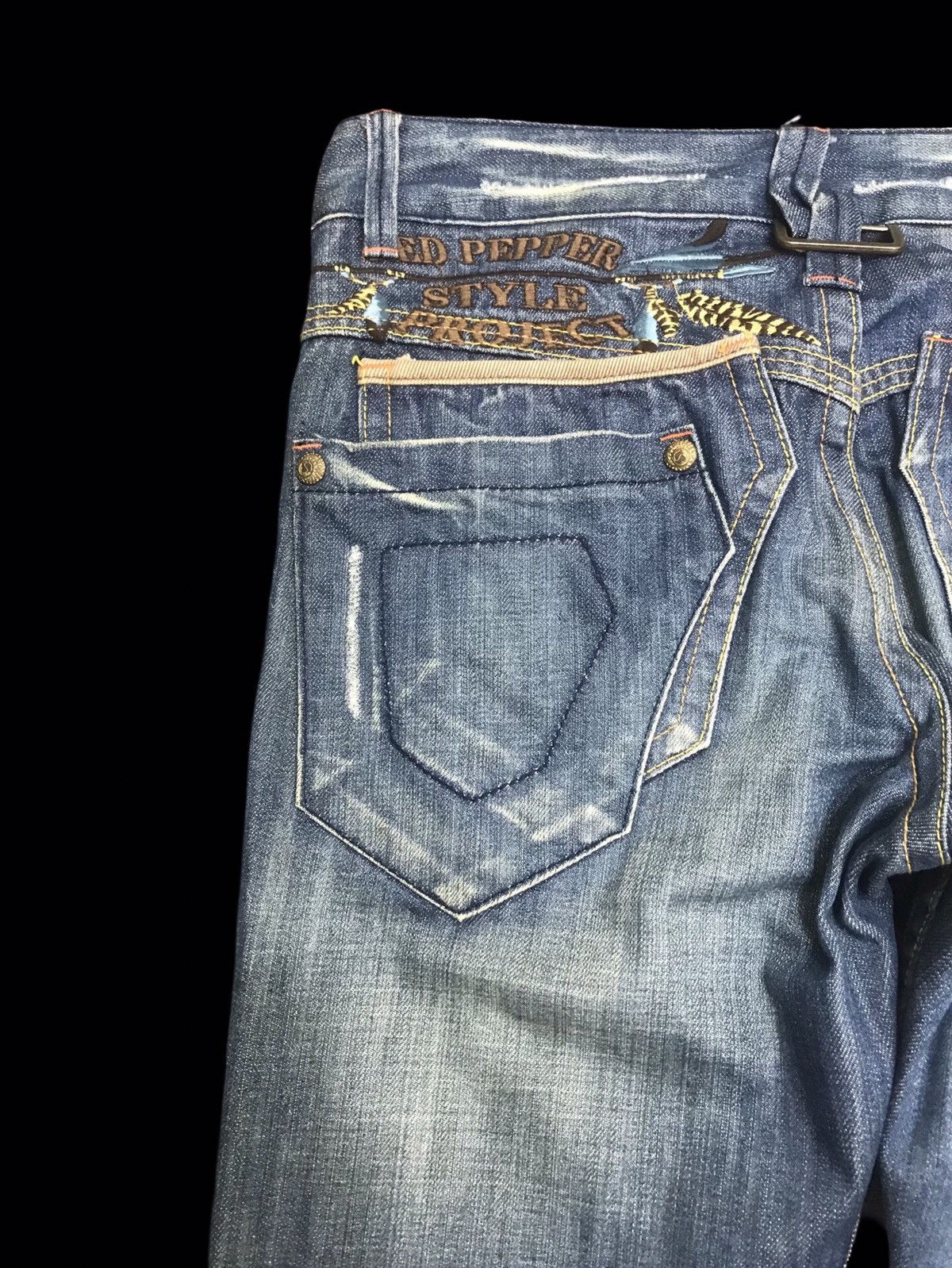 Japanese Brand 💥FLARE💥ARCHIVAL REDPEPPER CHIEFHEAD EMBROIDERY DENIM F257 Size US 31 - 13 Thumbnail