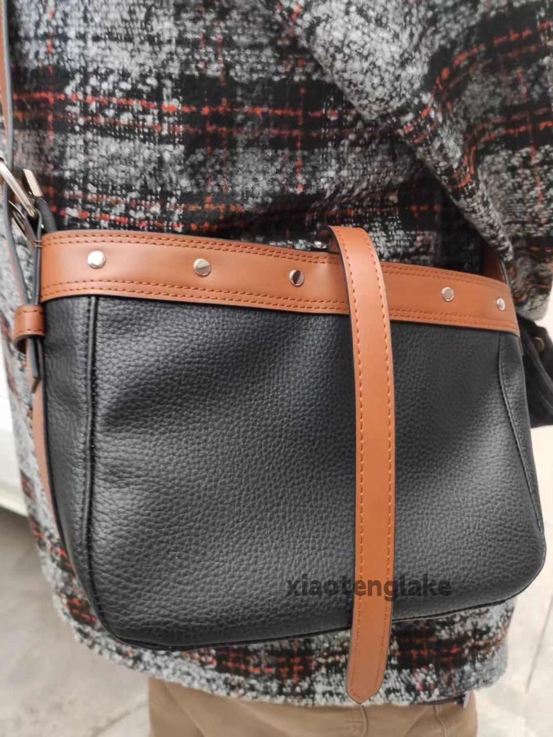 Unisex utility punk hiphop patchwork crossbody bag