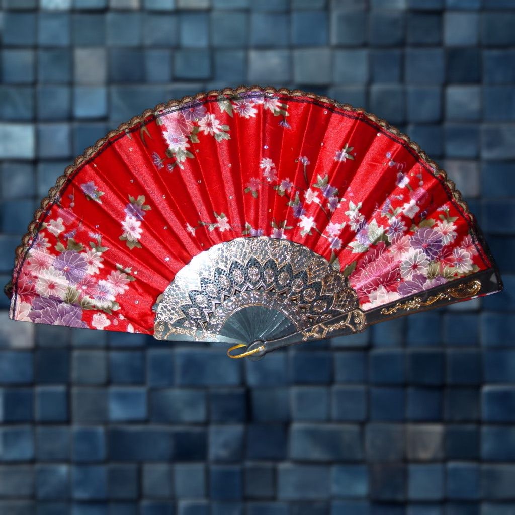 Vintage Vintage Hand Fan with Flowers, Small Handheld Fan, 16 Inch, Collectible Accessories Size ONE SIZE - 1 Preview