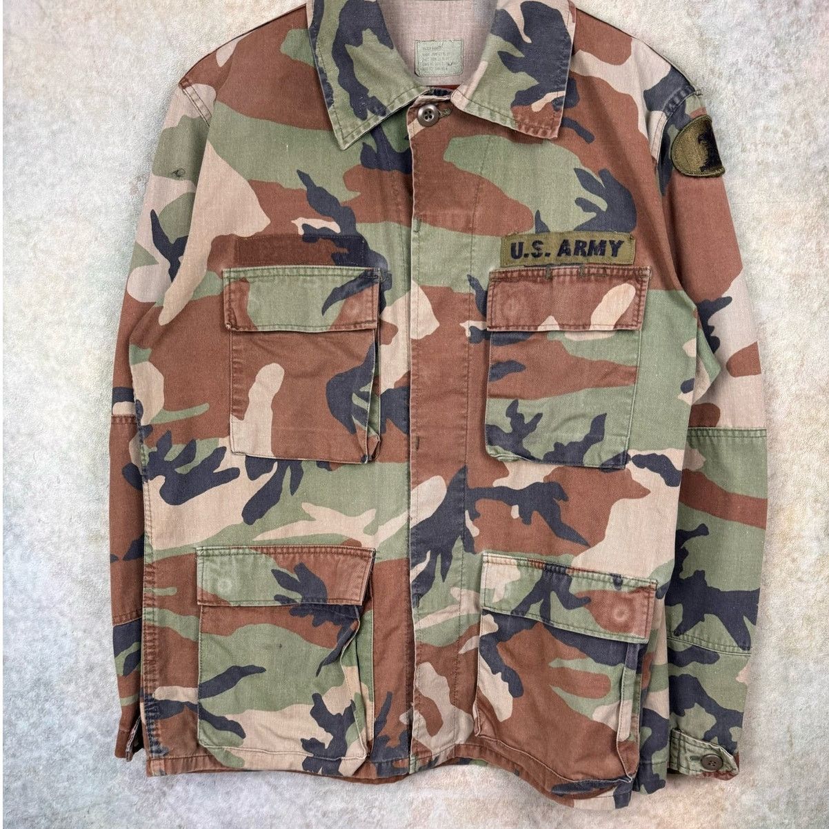 Vintage VTG 70s US Army Camo Shirt Mens Sz M Patch Military Size US M / EU 48-50 / 2 - 8 Thumbnail