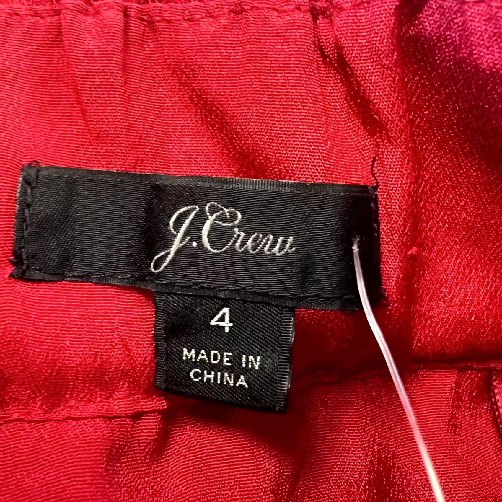 J.Crew J.Crew Straight & Pencil Skirt Women's 4 Red Viscose Floral Lace Pintucked Party (Size 4, Regular) Size 27" / US 4 / IT 40 - 4 Thumbnail