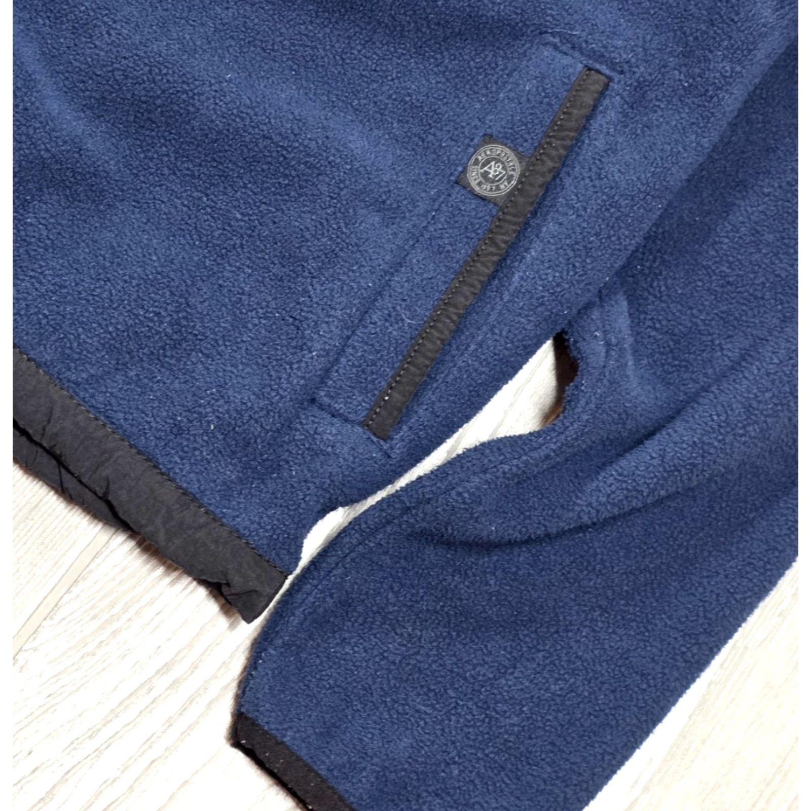 Aeropostale AeroPostale XS Blue Black Fleece Hooded 1/4 Pullover Mens Shirt Jacket Hoodie Size US XS / EU 42 / 0 - 7 Thumbnail