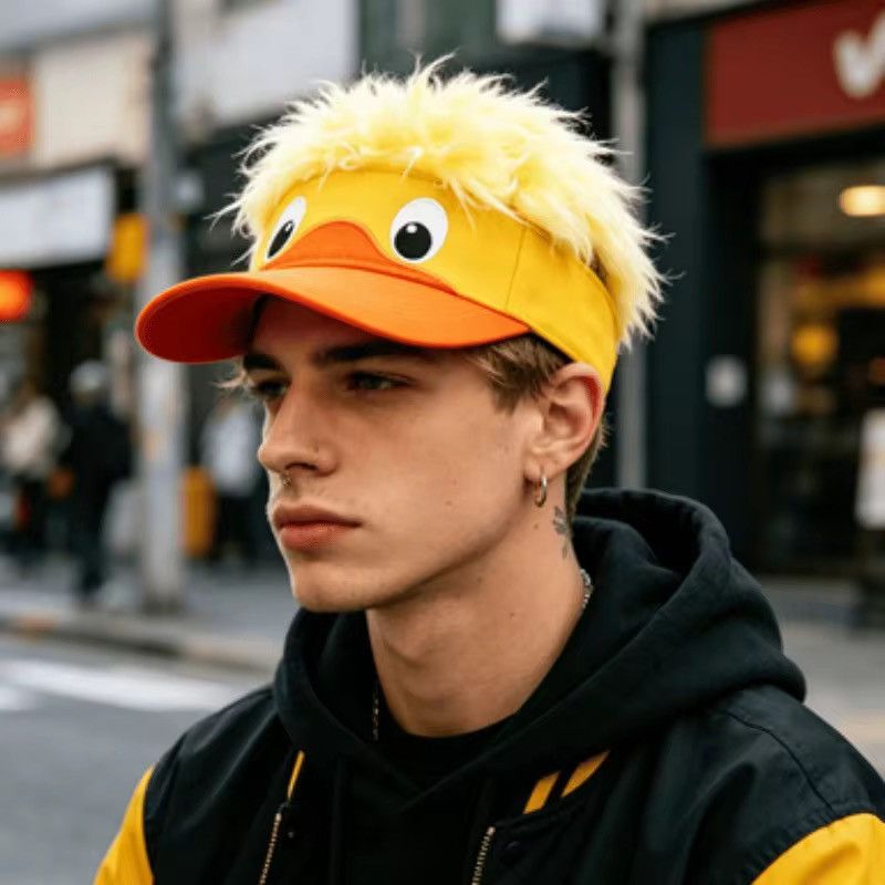 Japanese Brand Funny Duck Visor Hat with Fake Hair Size ONE SIZE - 1 Thumbnail
