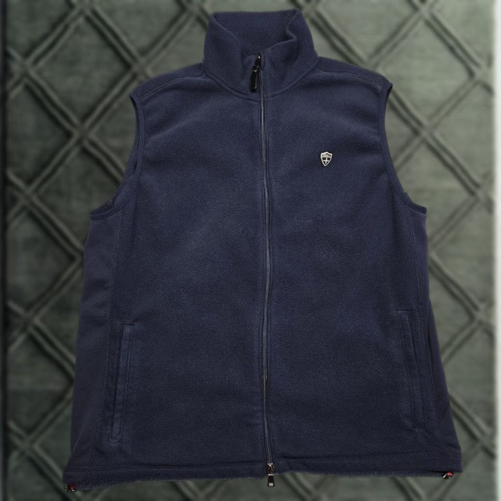 Polo By Ralph Lauren Vest Mens L Blue Fleece Full Zip Pockets Collared