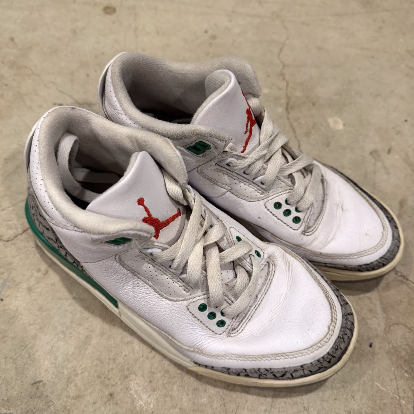 Jordan Brand Jordan 3 Lucky Green Womens Size 6 Ck9246-136 Used Size ONE SIZE - 2 Thumbnail
