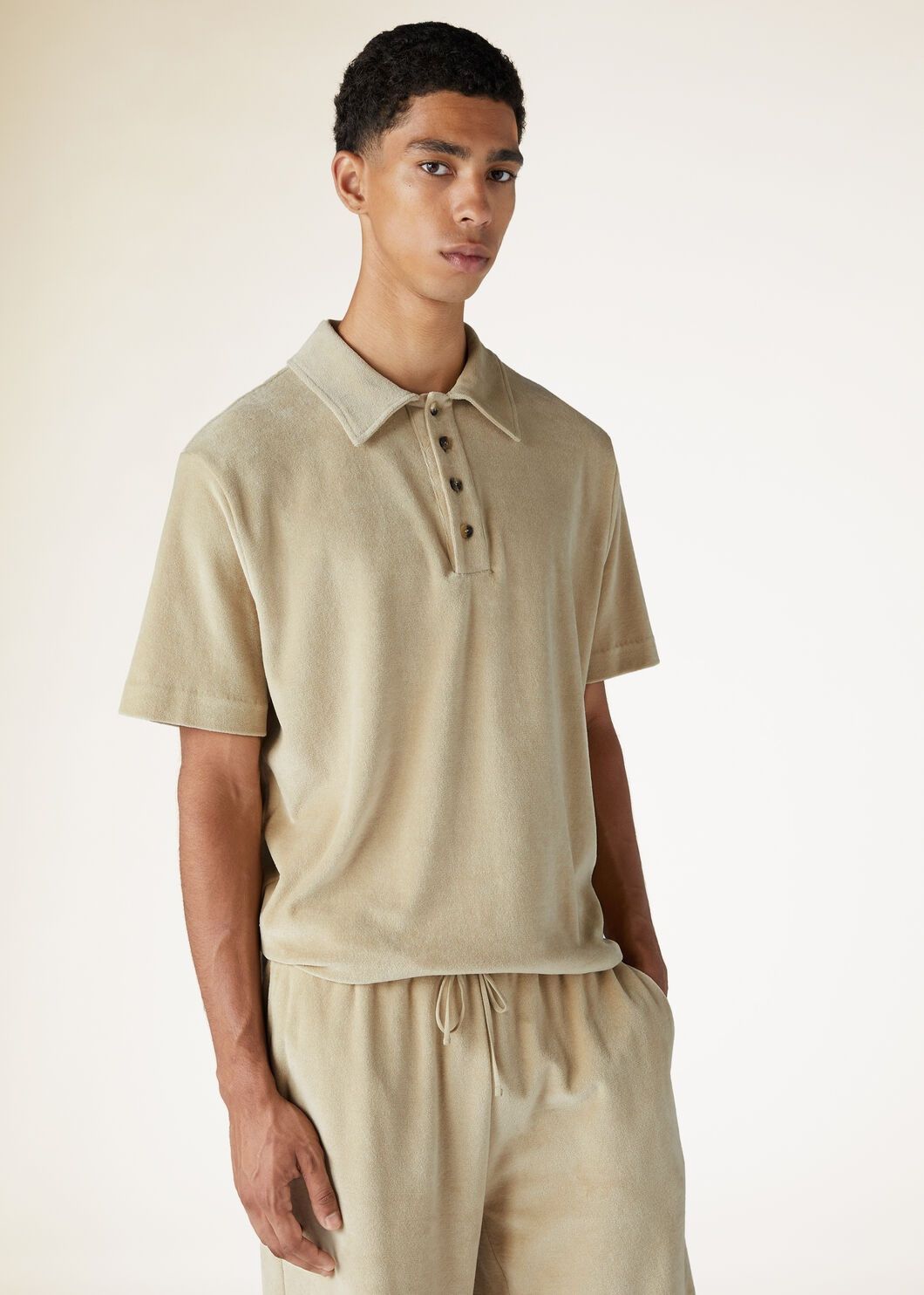 Loro Piana o1w1db10125 FAN9299 Tsubaki Polo Shirt in Beige Size US XL / EU 56 / 4 - 2 Thumbnail