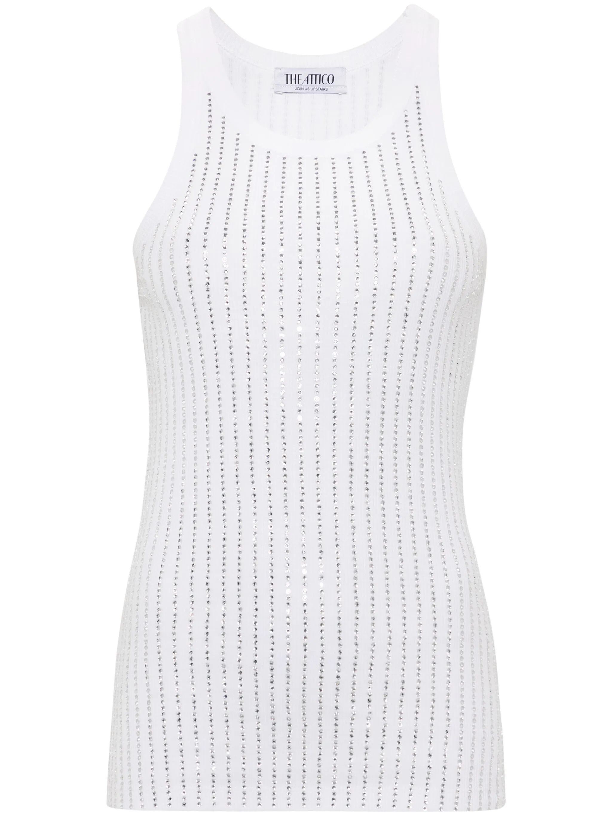 The Attico o1s22i1n0325 Crystal Tank Top in White Size M / US 6-8 / IT 42-44 - 1 Thumbnail