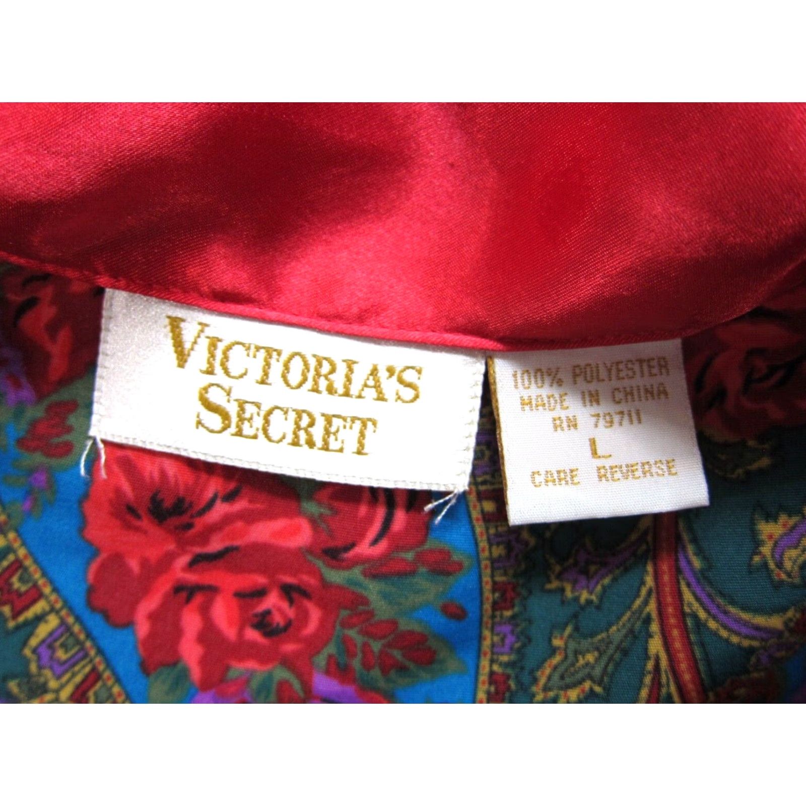 Victoria's Secret VINTAGE Victoria's Secret Red Green Blue Floral Collared Pocket Night Shirt L Size L / US 10 / IT 46 - 5 Thumbnail