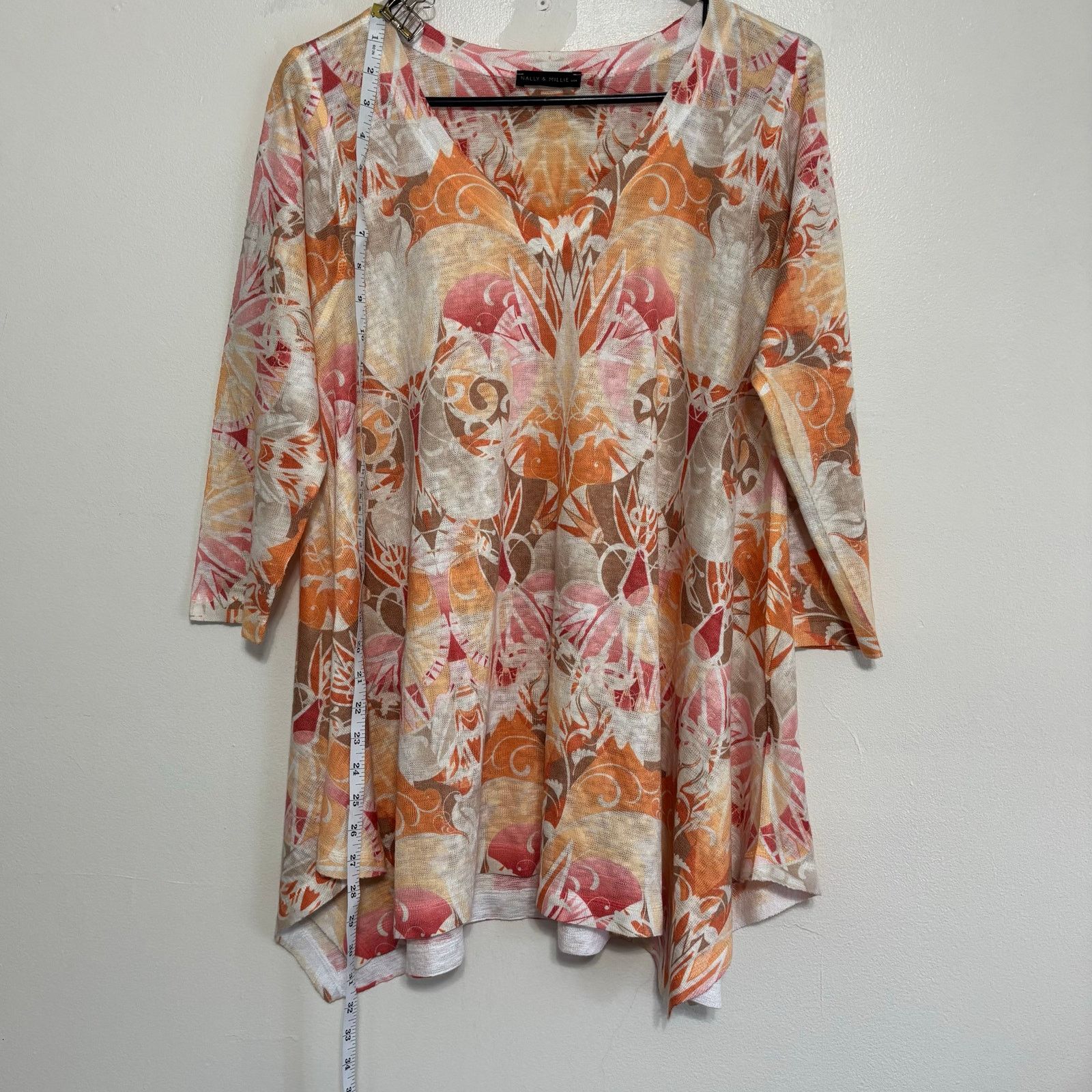 Other Nally and Millie 3/4 Sleeve Pink and Coral Tunic Top Size L Size L / US 10 / IT 46 - 3 Thumbnail