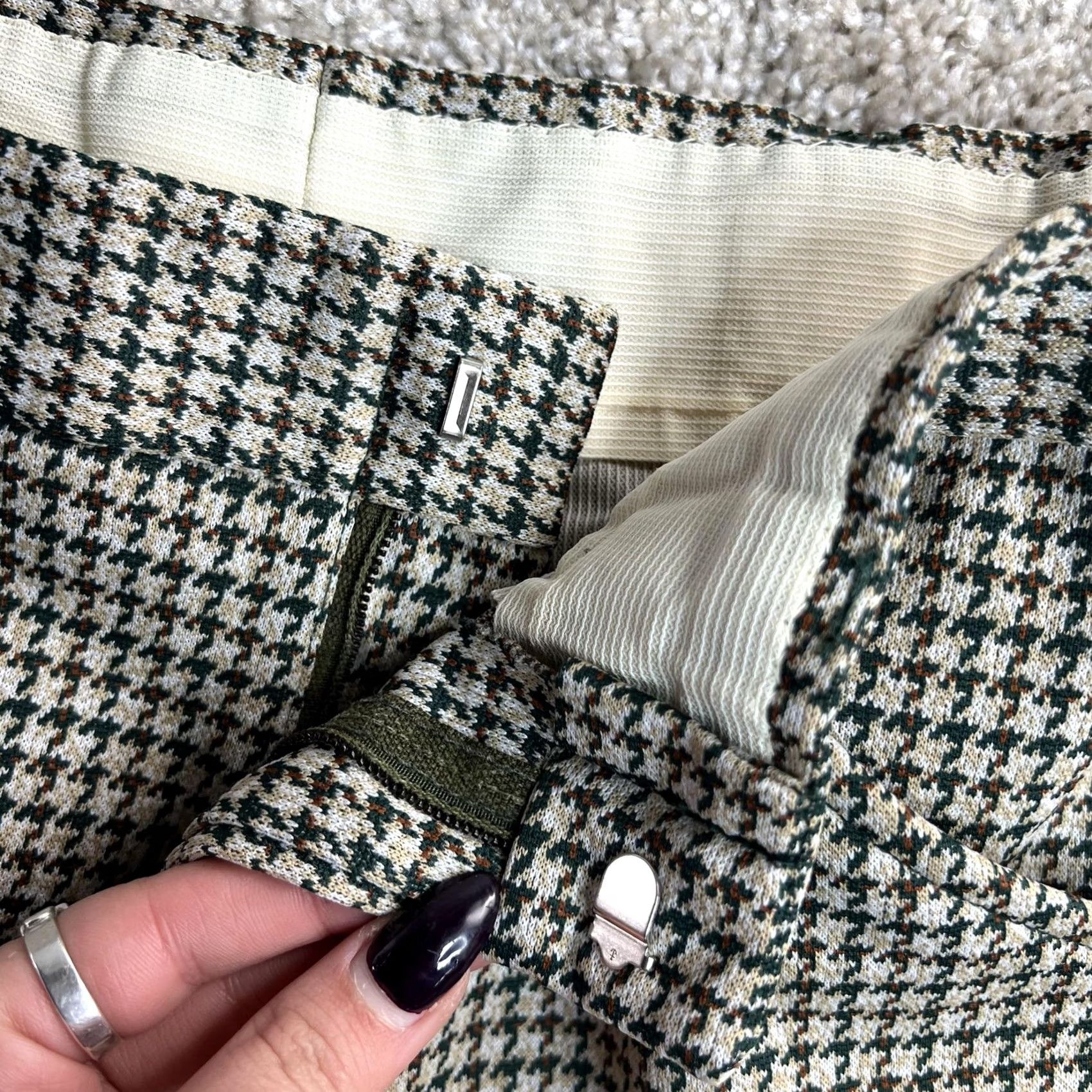 Vintage Vintage Dress Pants Womens 28 Beige Check Straight Leg Flat Front Twill Business Size 28" / US 6 / IT 42 - 4 Thumbnail