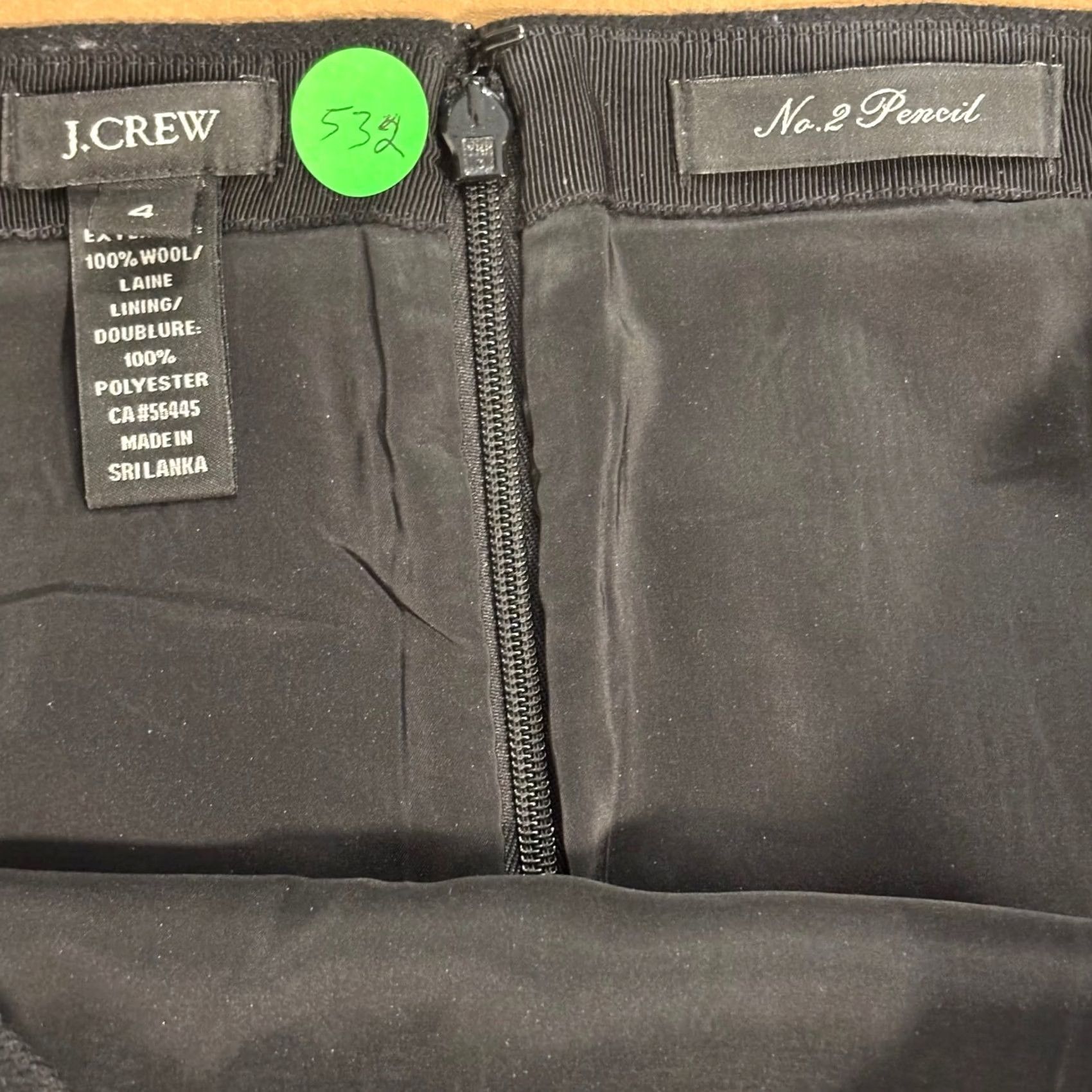 J.Crew J.Crew No. 2 Pencil Skirt Black 100% Wool Lined Zipper Back Vent Knee Length Womens Size 4 Size 27" / US 4 / IT 40 - 2 Thumbnail