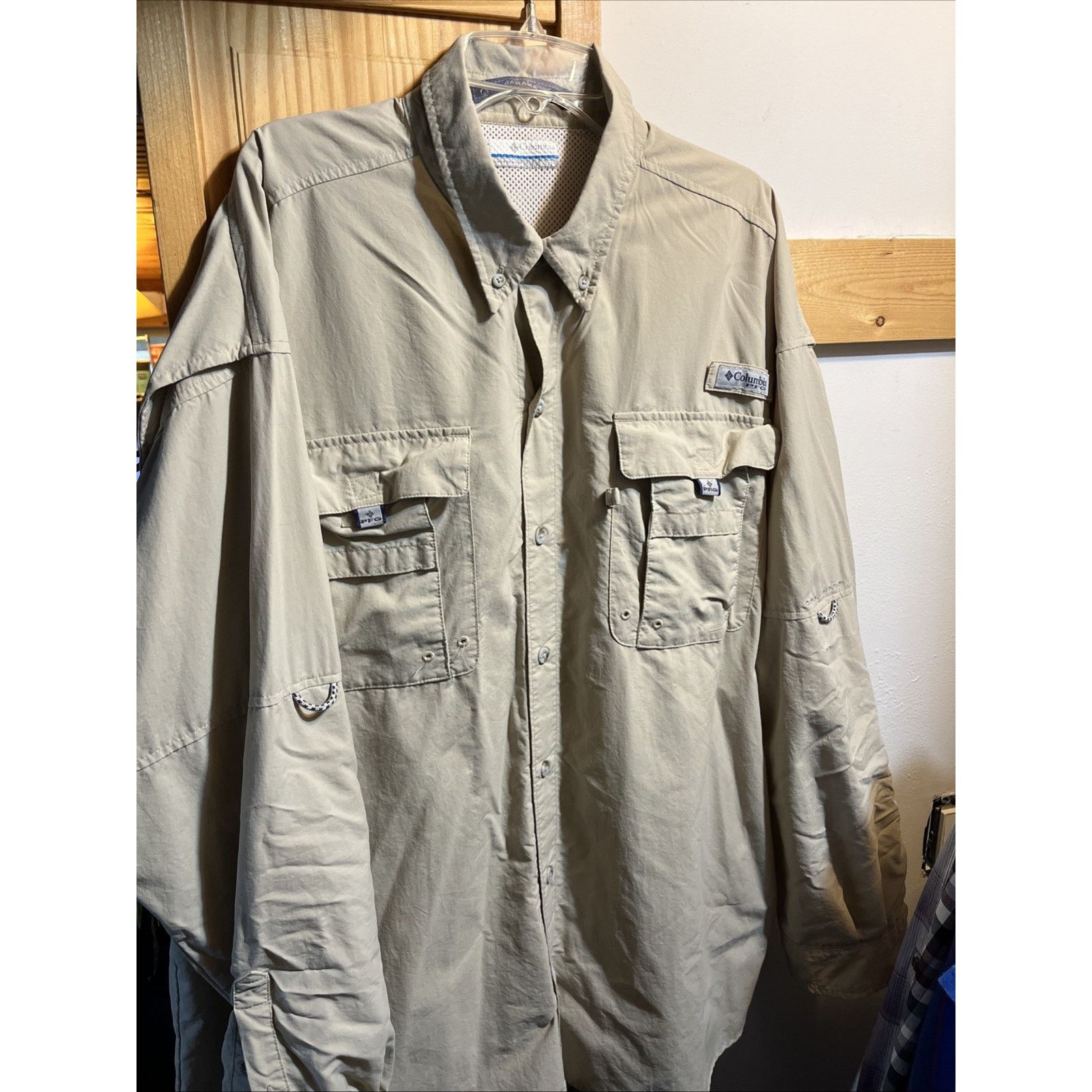 Columbia Columbia PFG Fishing Shirt Mens XL Beige Bahama Hiking LS Size US XL / EU 56 / 4 - 7 Thumbnail