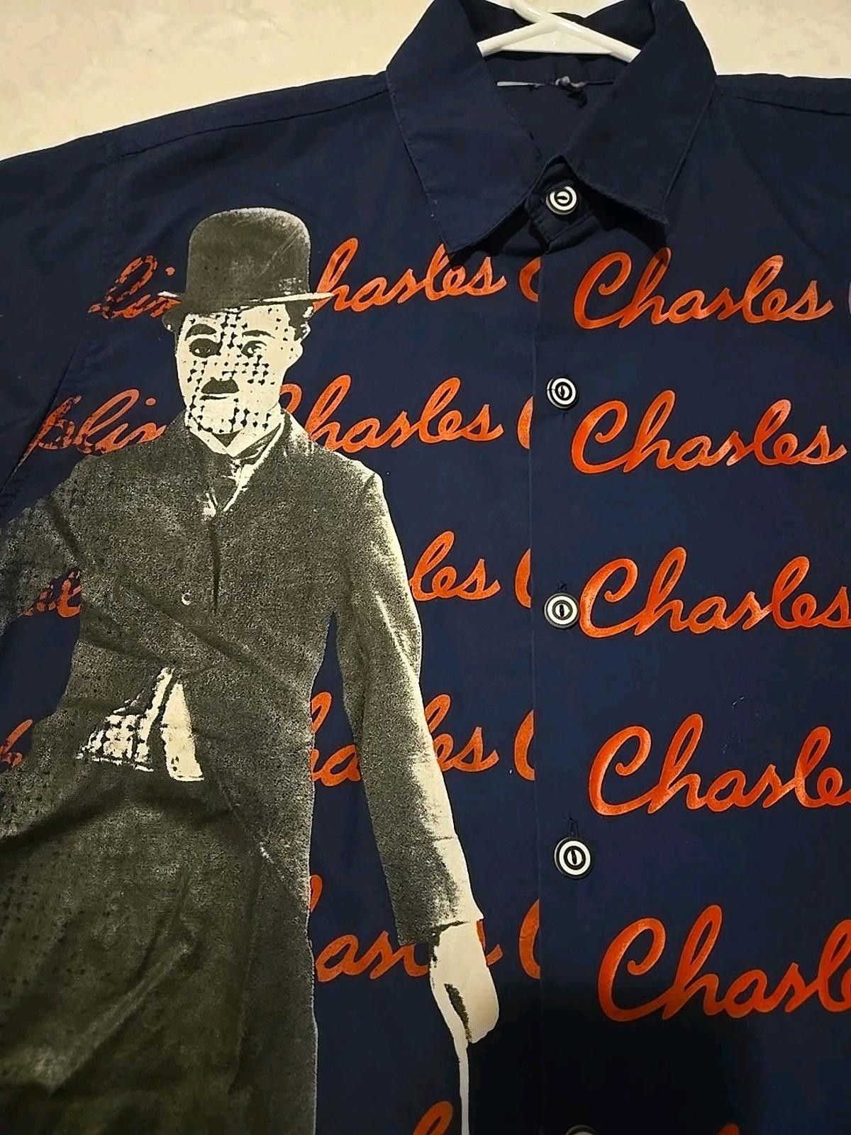 The Unbranded Brand Charlie Chaplin Tramp Button Shirt Size M/L Customized Print Size US M / EU 48-50 / 2 - 3 Thumbnail