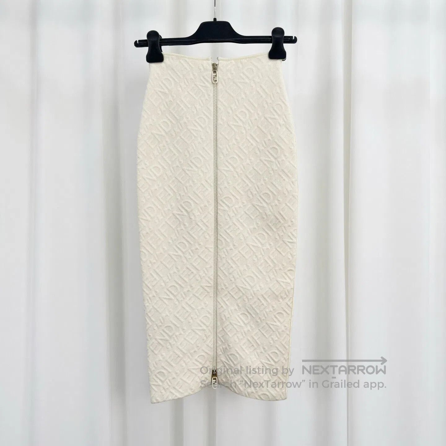 Fendi FENDI Off-White All-Over Embossed Print Skirt| Size XS / US 0-2 / IT 36-38 - 2 Thumbnail