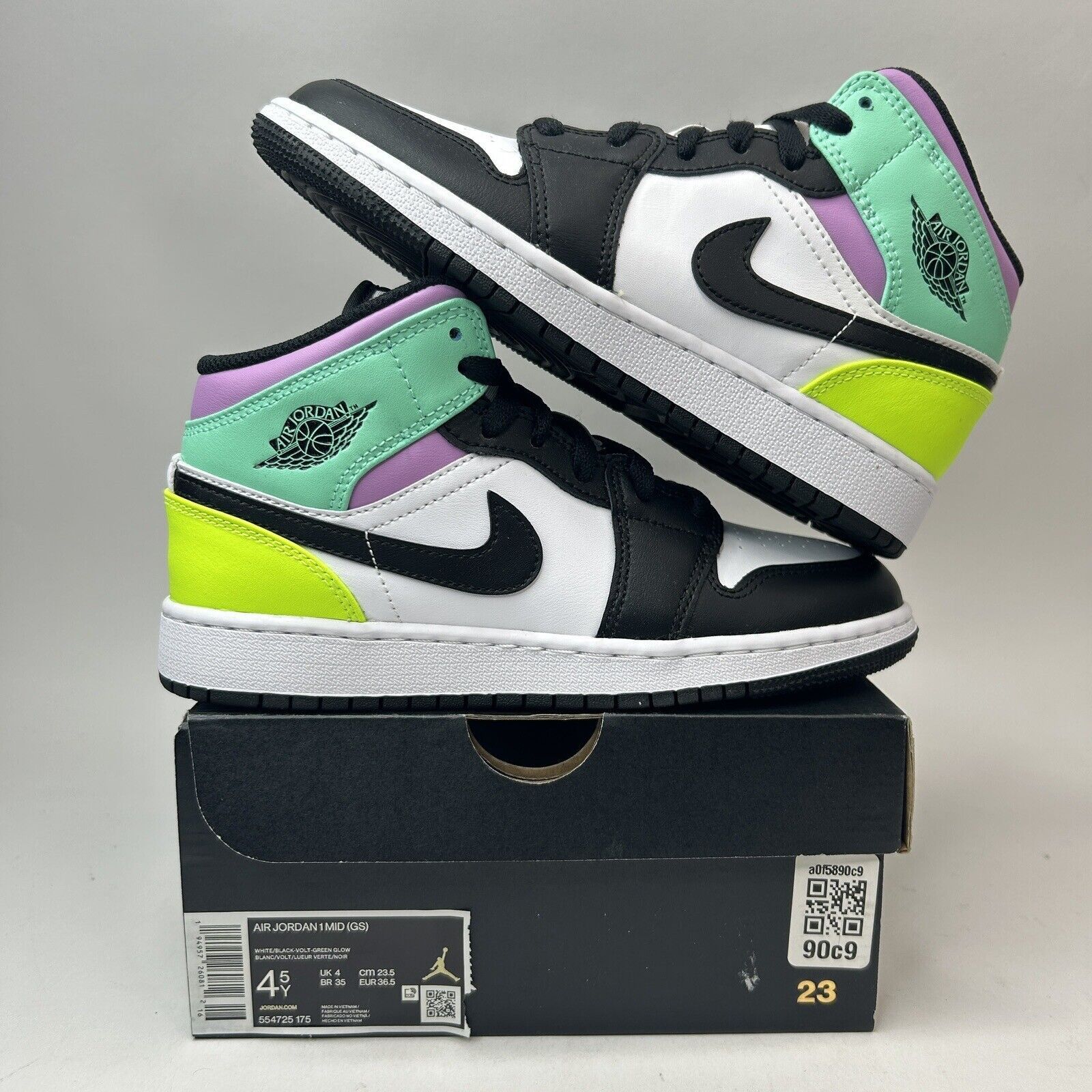 Jordan Brand Nike Air Jordan 1 Mid GS “Pastel/Volt Green Glow” 2023 Size US 6 / IT 36 - 1 Thumbnail