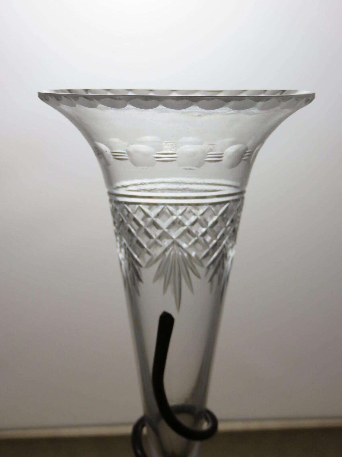 The Unbranded Brand Vintage Metal Stand with 3 Cut Crystal Flutes 11 1/2" Size ONE SIZE - 4 Thumbnail