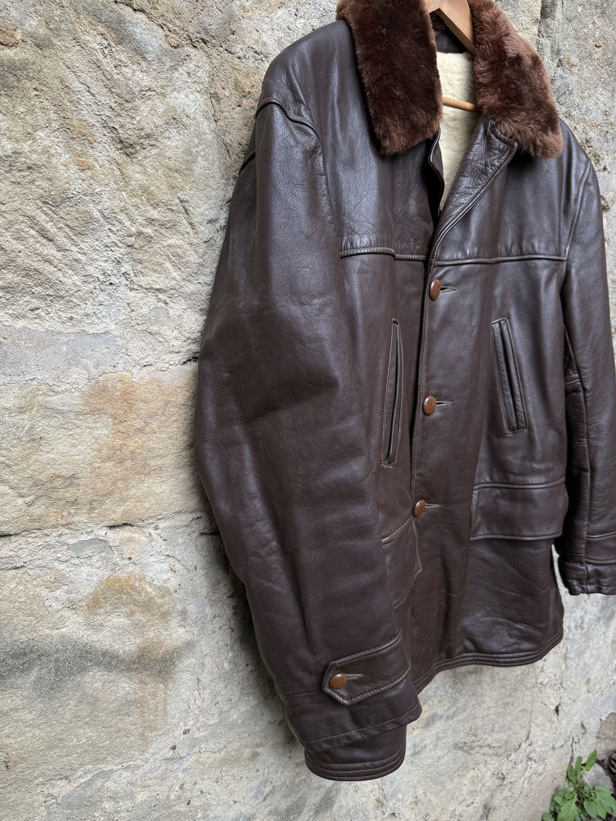 Vintage Retro Horsehide 30s 40s Brown BARNSTORMER Leather Coat Size US XL / EU 56 / 4 - 2 Thumbnail