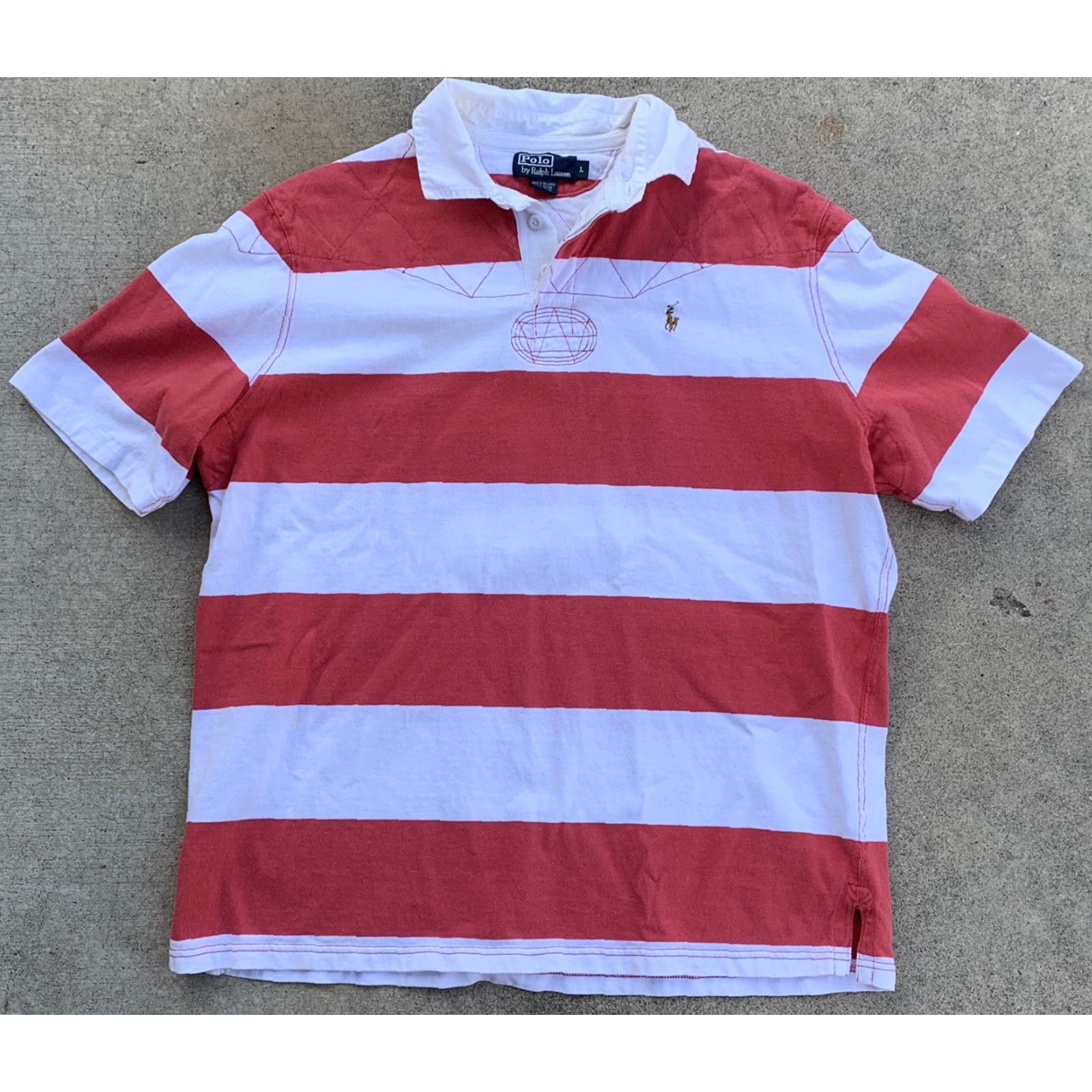 Vintage **Polo by Ralph Lauren L Size Bold Striped Short Sleeve Rugby Shirt** User: **Ralph Lauren L Size Bold Striped Short Sleeve Rugby Polo** Size US L / EU 52-54 / 3 - 7 Thumbnail