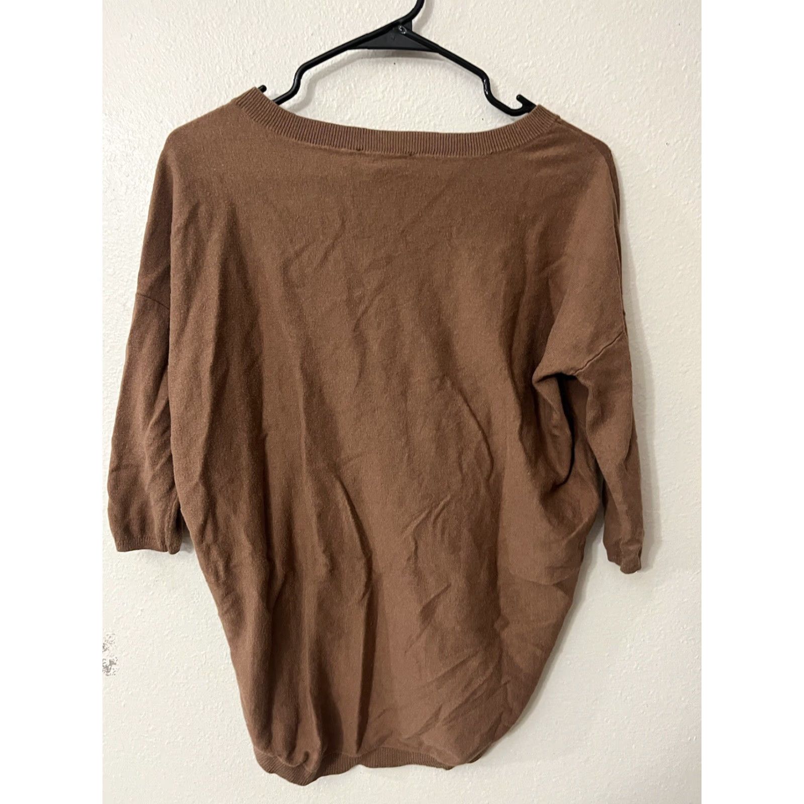Express Express Sweater Women's Small Brown Round Neck 3/4 Sleeve Solid Dolman Sleeve Knit Pullover Casual Fall Spring Winter Size S / US 4 / IT 40 - 3 Thumbnail