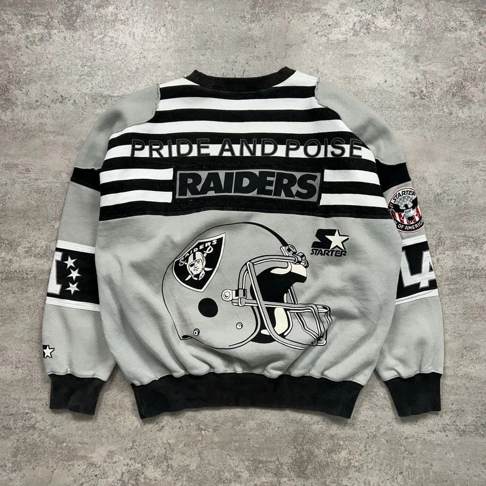 NFL × Starter × Vintage RARE LOS ANGELES RAIDERS SWEATSHIRT CREWNECK AUTHENTIC Size US XL / EU 56 / 4 - 2 Thumbnail