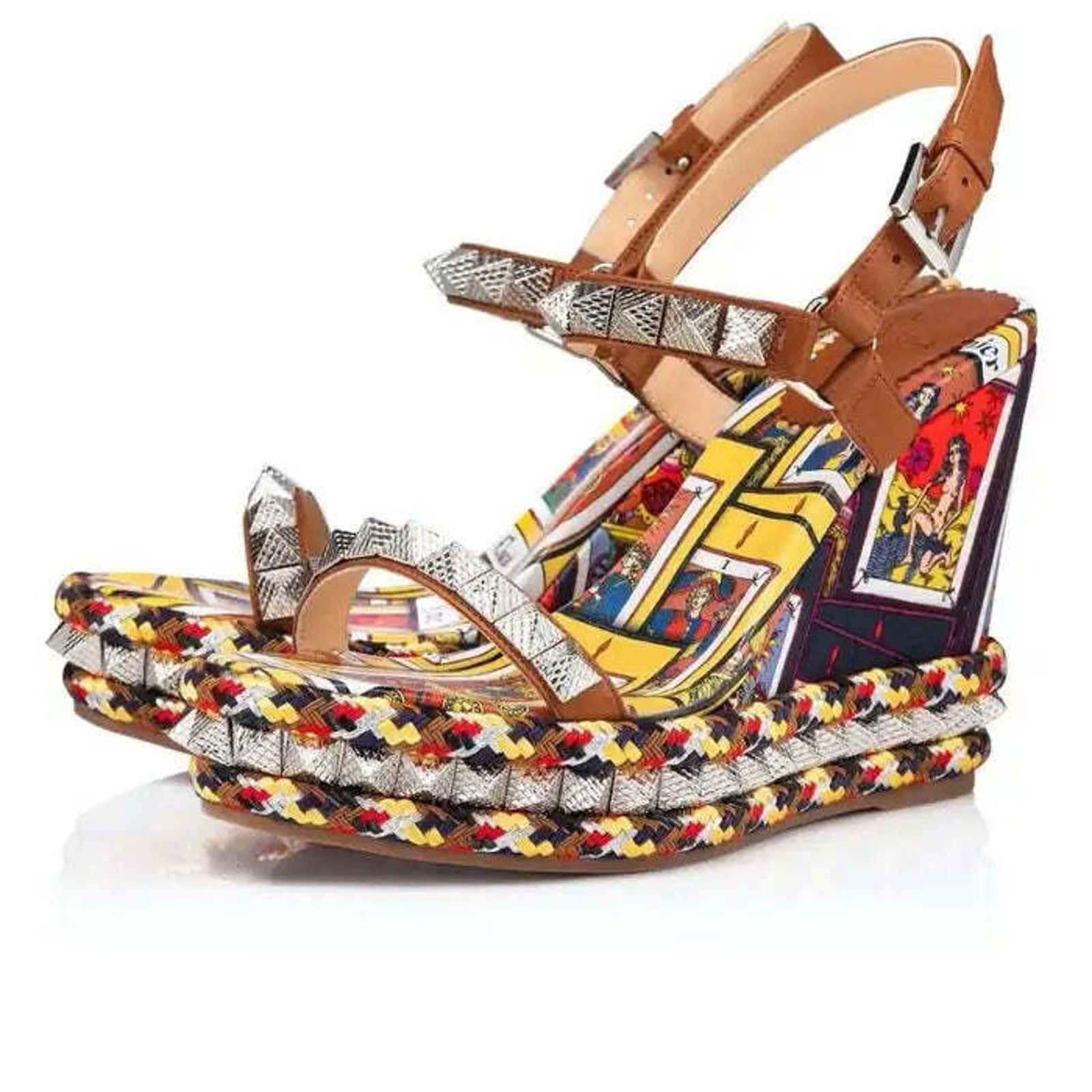 Christian Louboutin Pyraclou 110 Tarot Card Platform Wedge Sandal Heel Pump 39 Size US 9 / IT 39 - 1 Thumbnail