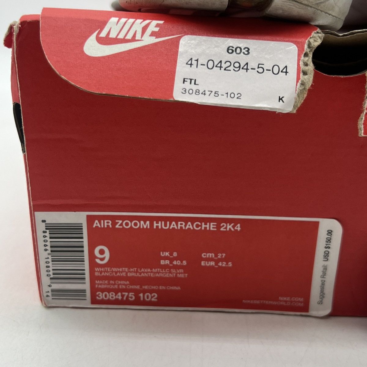 Nike Zoom huarache 2k4 white hot lava Size US 9 / EU 42 - 6 Thumbnail
