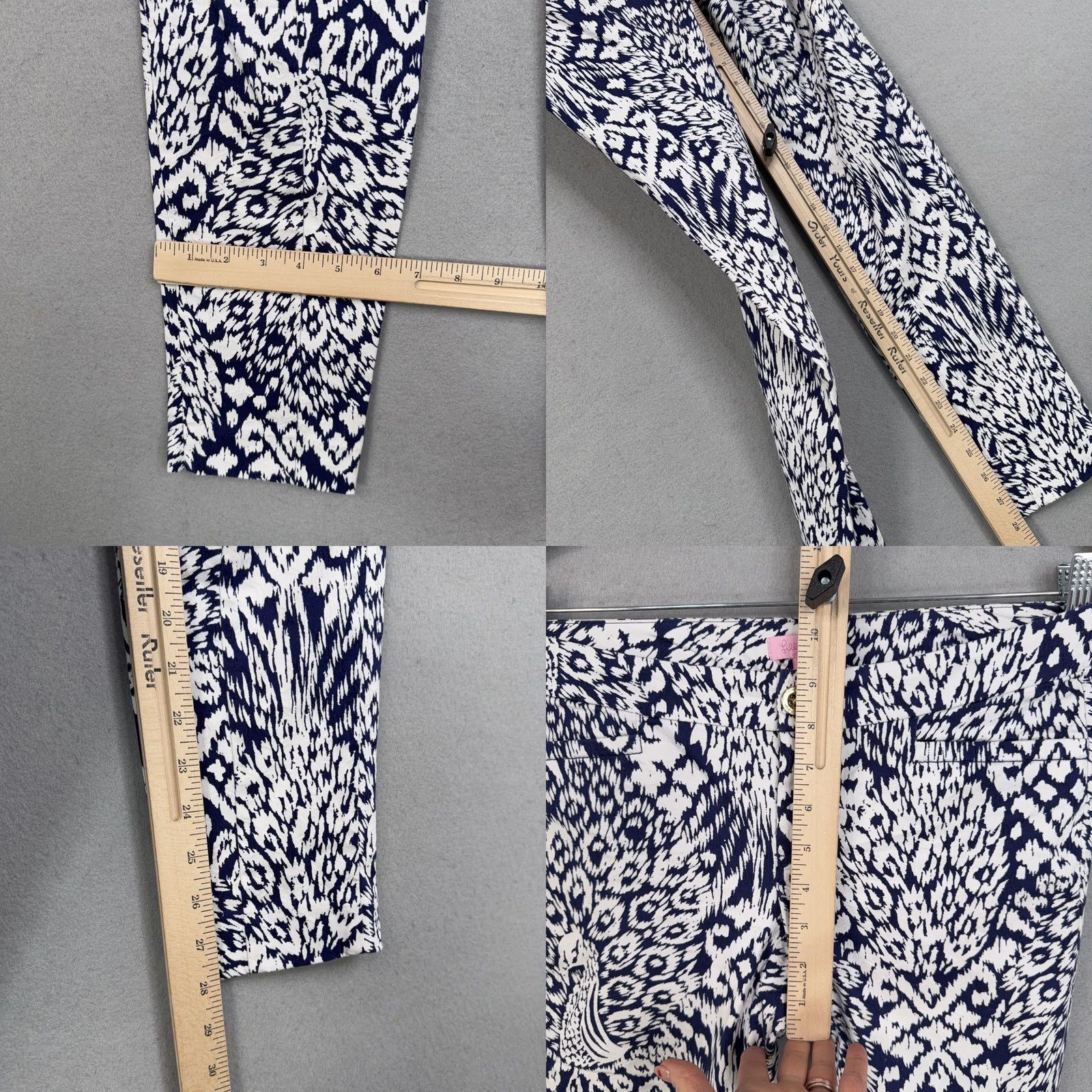 Lilly Pulitzer Lilly Pulitzer Pants Womens 0 Blue Peacock Print Ankle Skinny Stretch Size 25" / US 0 / IT 36 - 9 Thumbnail
