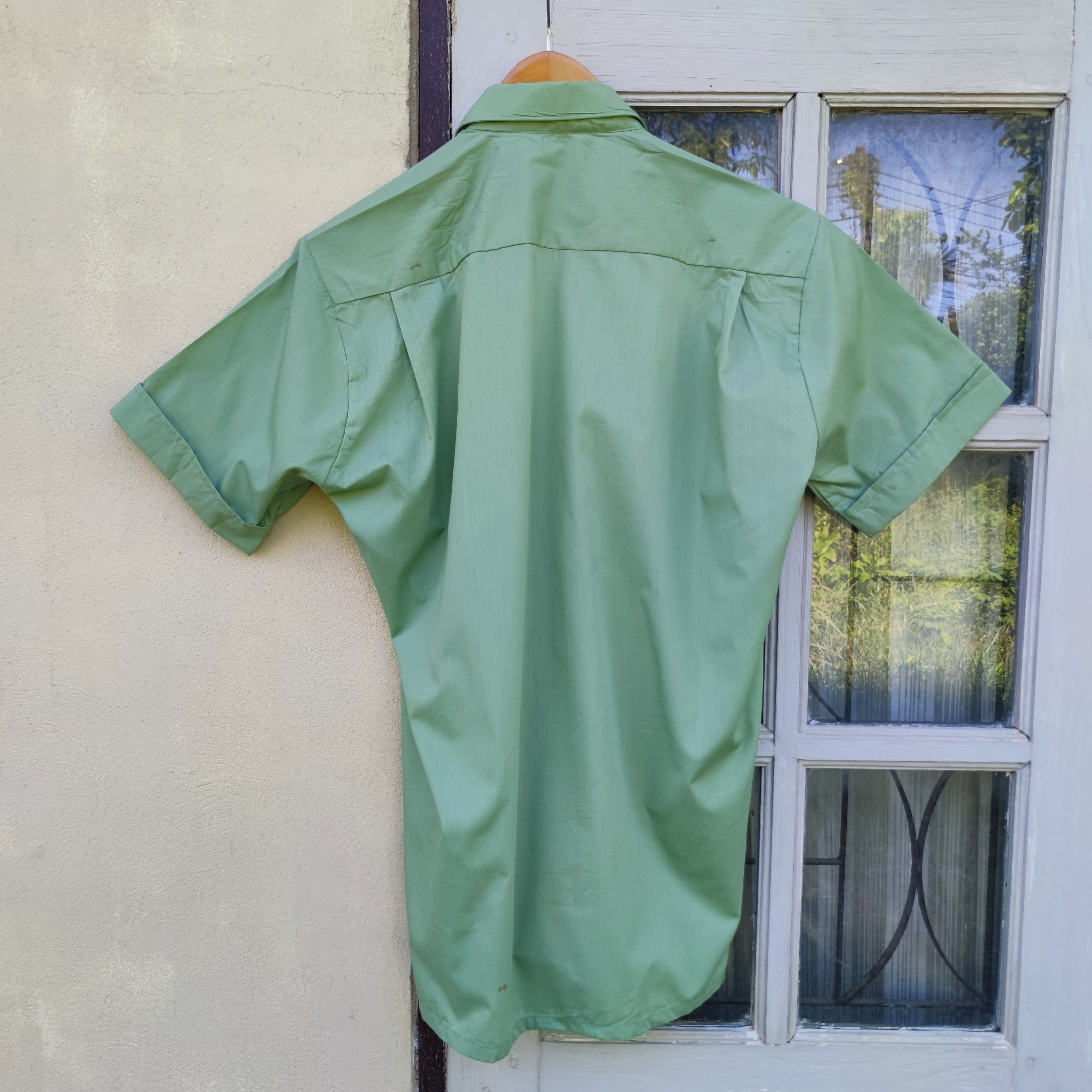 Vintage Diamond Chemise Permanent Press Solid Green Sport Shirt Size US M / EU 48-50 / 2 - 2 Thumbnail