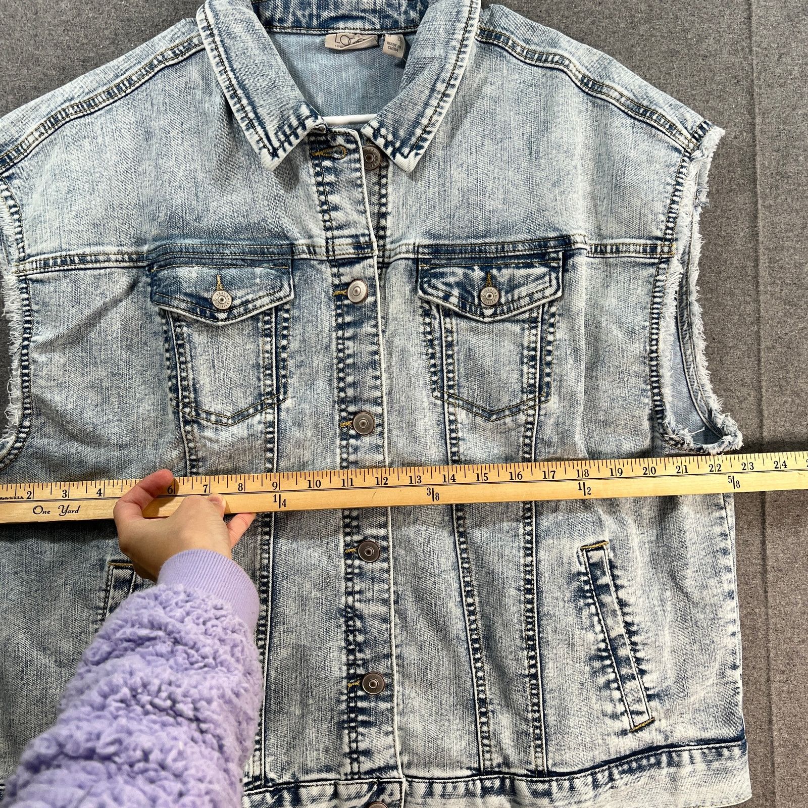 Other LOGO by Lori Goldstein Extended Shoulder Denim Jacket Size XL / US 12-14 / IT 48-50 - 6 Thumbnail