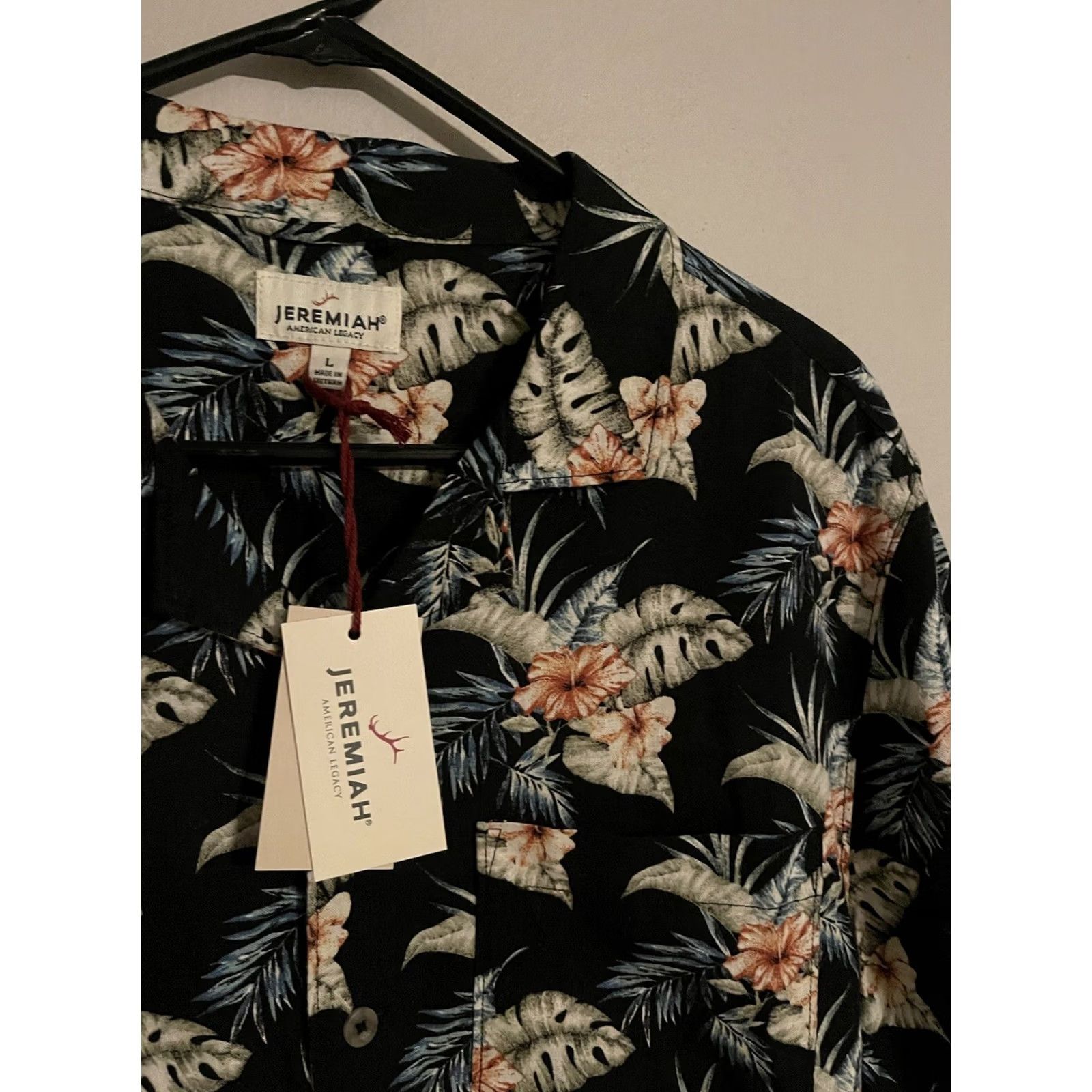 Vintage VINTAGE Jeremiah Linen Blend Black Floral Camp S/S Hawaiian Shirt - Men's Large - New Size US L / EU 52-54 / 3 - 3 Thumbnail